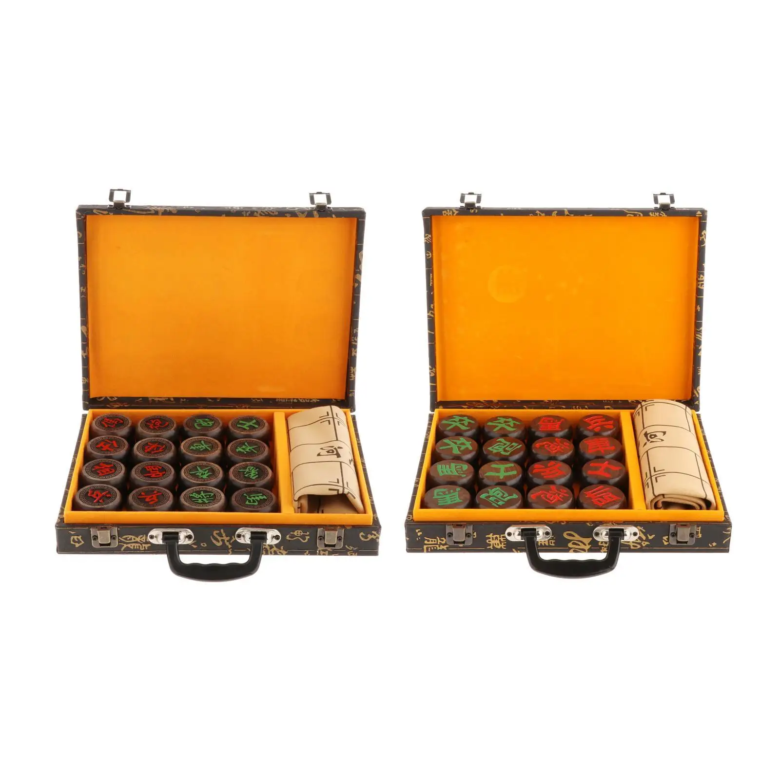 Ebony Wood Chinese Chess Set Portable Travel Strategy and  Game