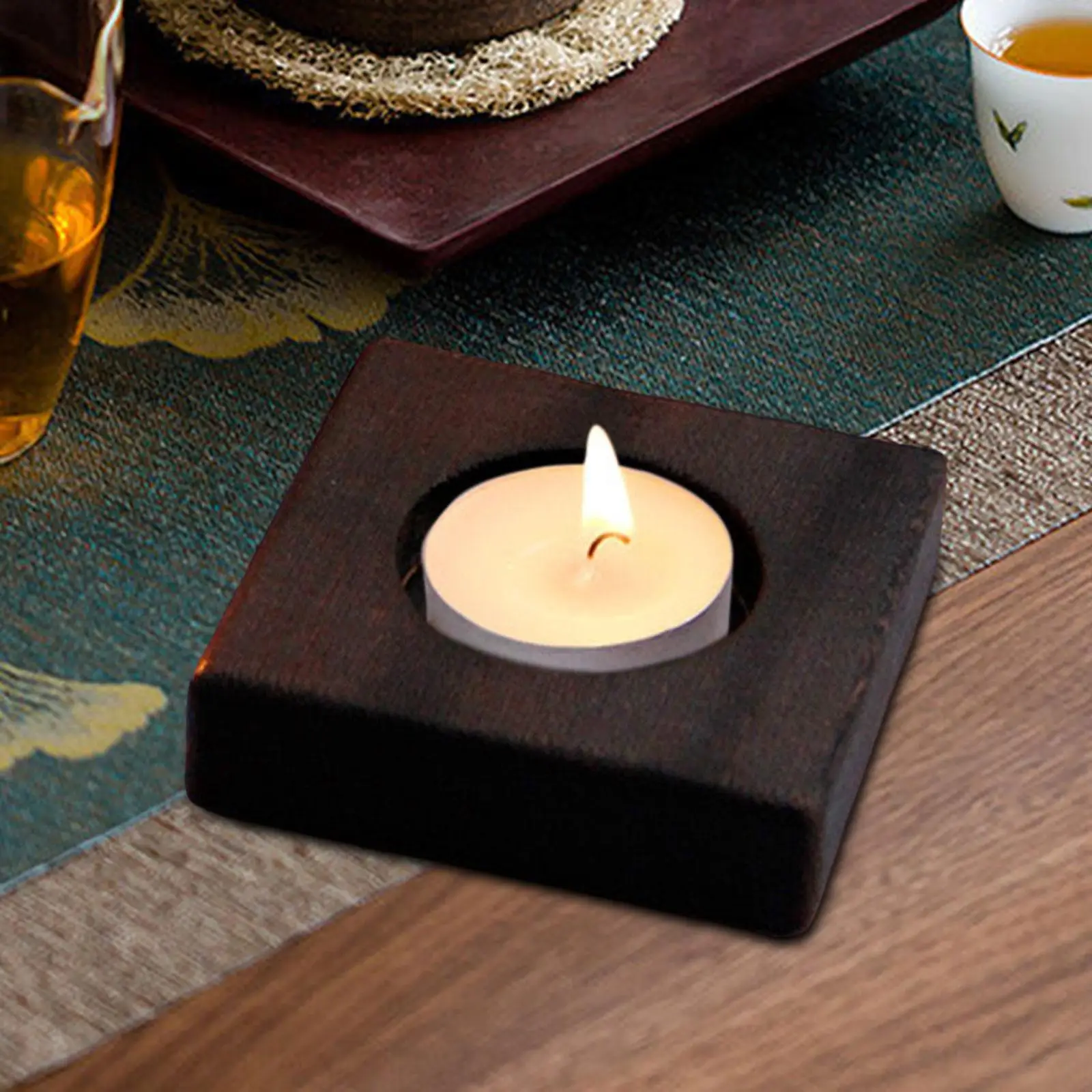Wooden Candle Holder Small Tea Light Holders Candle Stand for Living Room