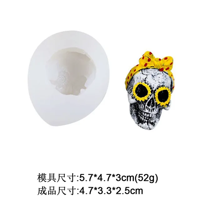 3d Skull Silicone Mold Halloween Hand-made Candle Mold Diffuser Gypsum  Aromatherapy Resin Ornament Cake Decor Resin Mould