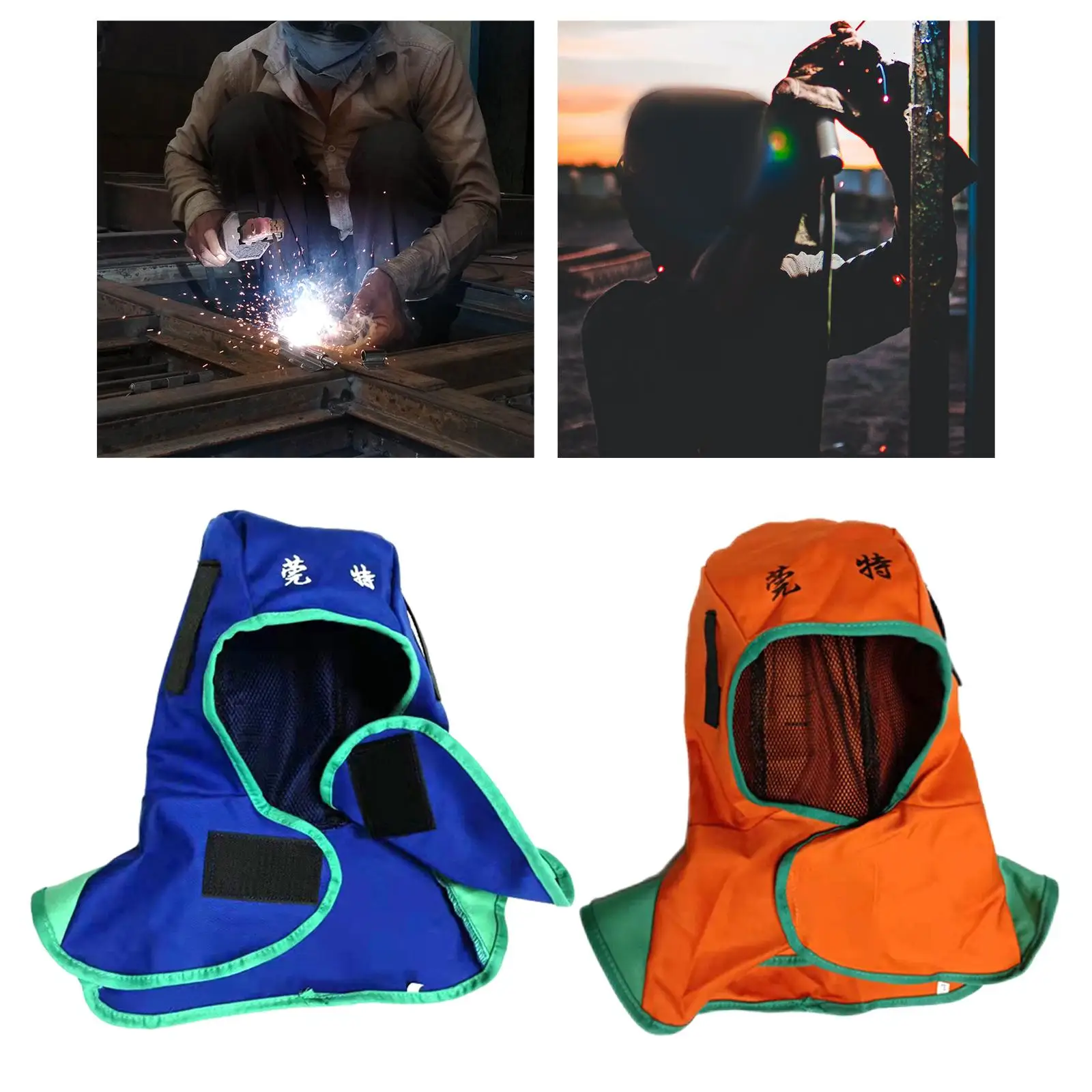 Breathable Welding Hood Washable Dustproof Flame Resistant Fireproof Welding Hat Headgear for Welder Face Protection FR Headgear