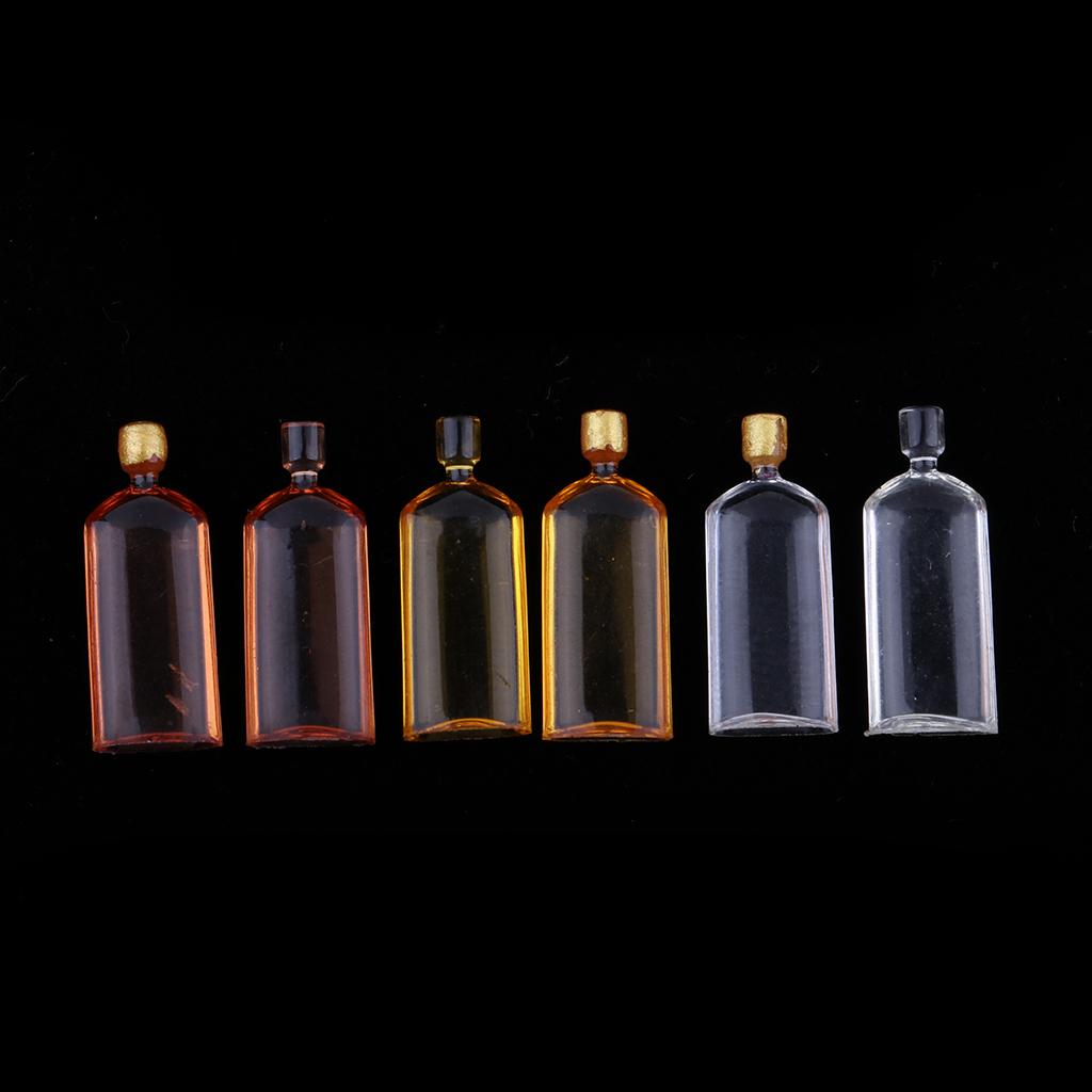 Set of 6 Pieces Miniature Whisky Bottles Model Dollhouse Foods Groceries Kitchen Fairy Garden Decorations