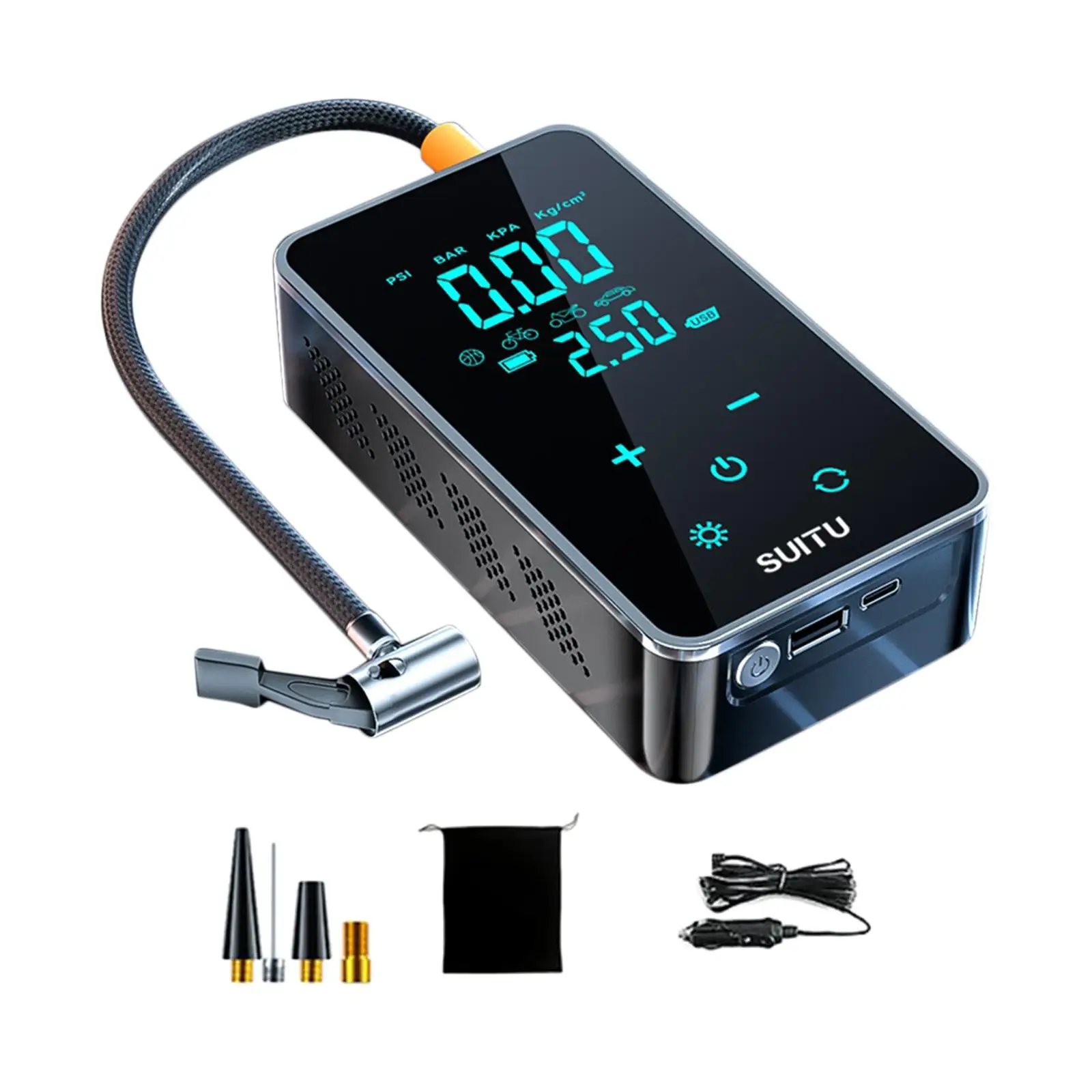 Tire Pump Rechargeable Mini Digital Display Bike with Wire Air Compressor