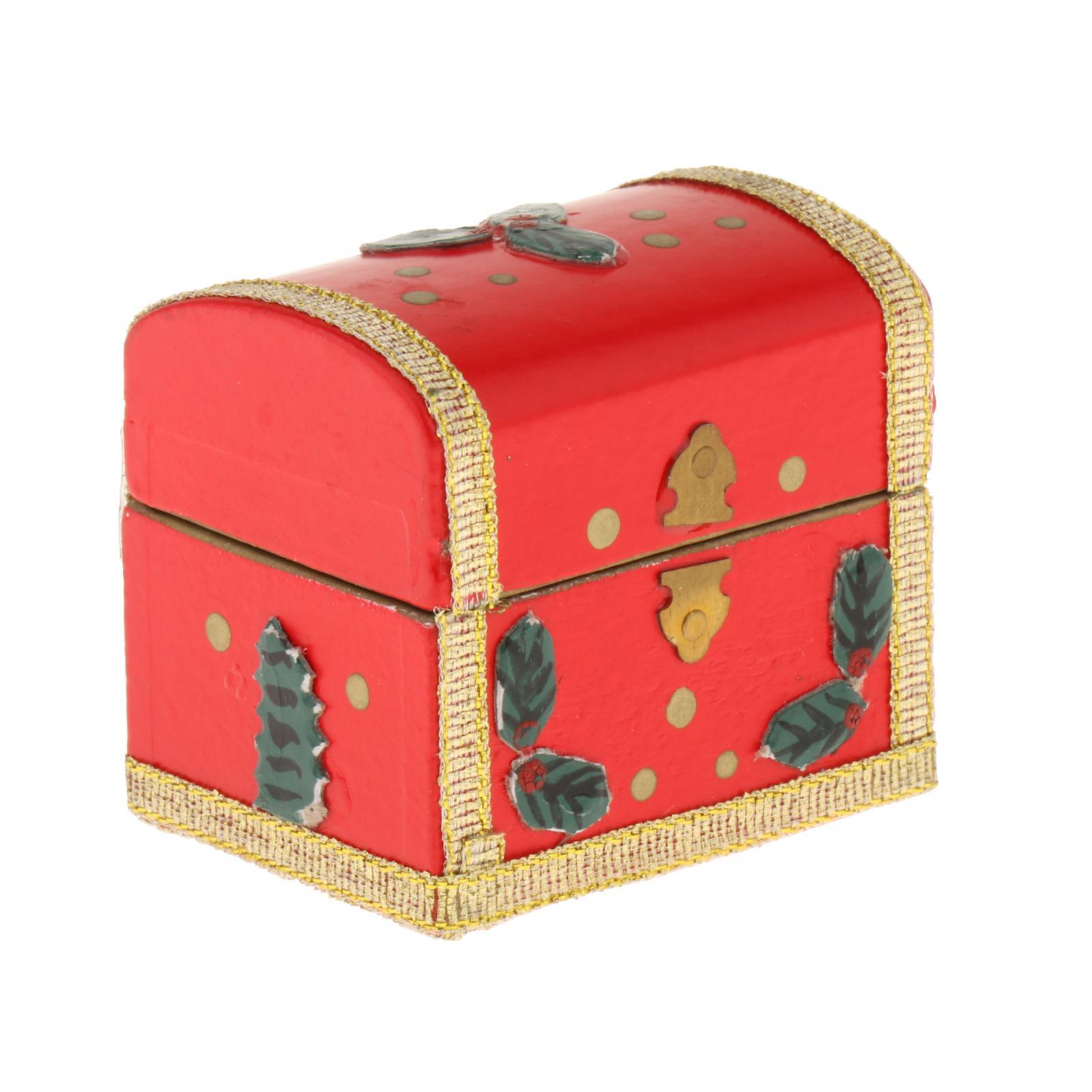 Christmas 1:12 Scale Miniature Treasure Chest Xmas Keepsake Box for Micro Landscape Photo Props Life Scene Dollhouse Accessories