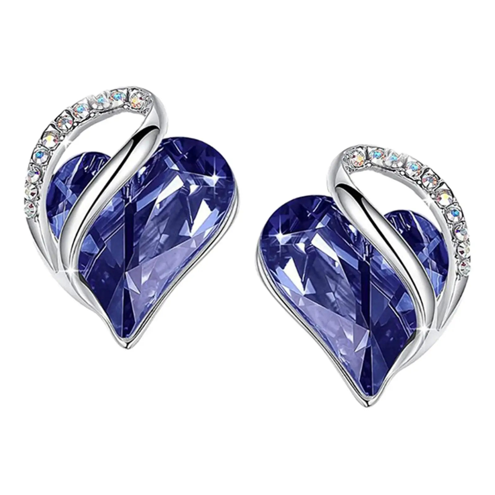 1 Pair Sterling Stud Earrings Fashion Rhinestones Jewelry for Wedding Birthday Women