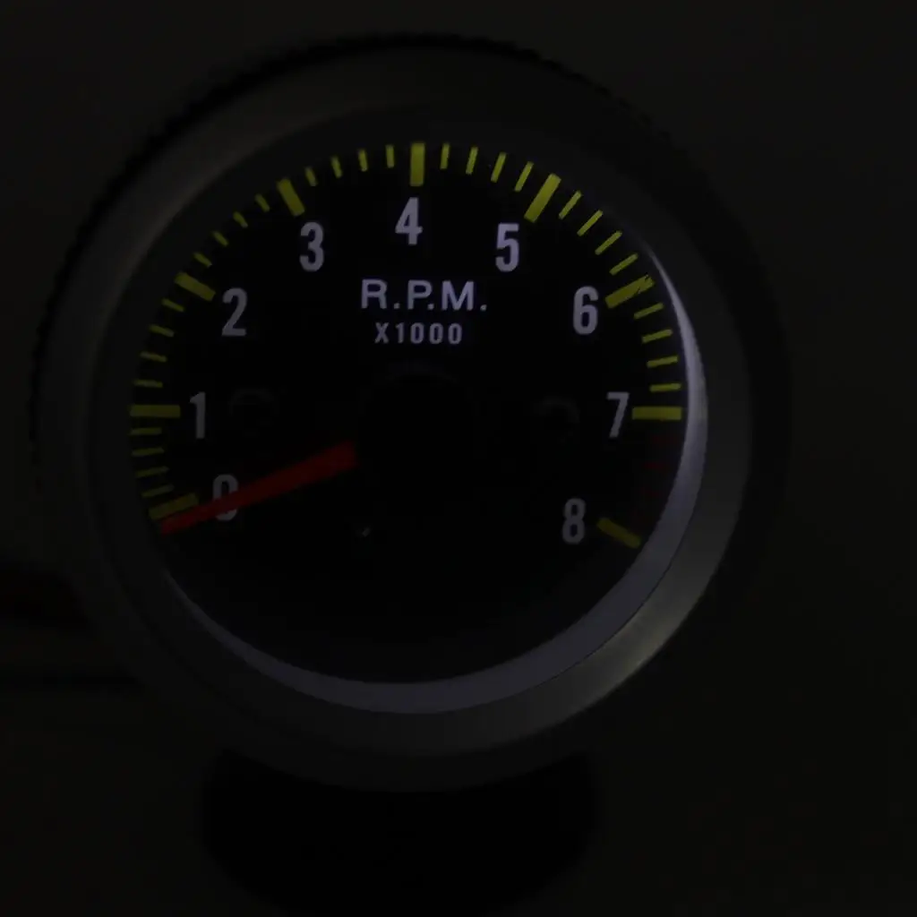 12V Gasoline Car Vehicle Carbon Fiber 4/6/8 Cylinder Speedometer 8K RPM Gauge