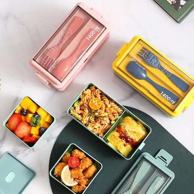 Tohuu Bento Lunch Box Kawaii Double-layer Divided Lunch Box with Handle  Cutlery Lovely Bento Box Adult Lunch Box for Kids Students Adults Built-in  Utensil Set exceptional 