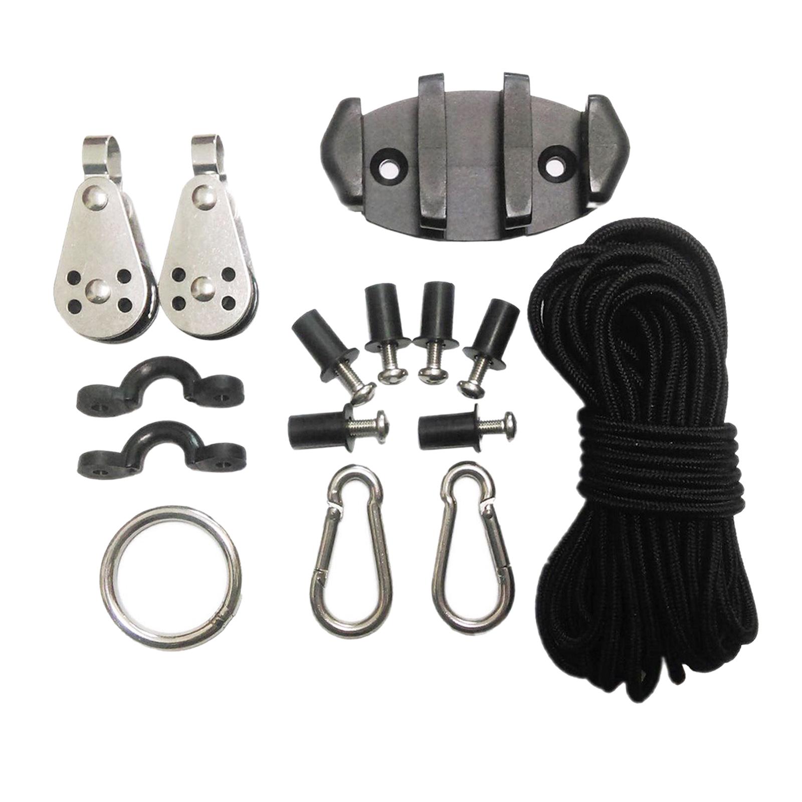 Kayak Canoe Anchor Trolley Cleat Rigging Pulleys w/ Rope