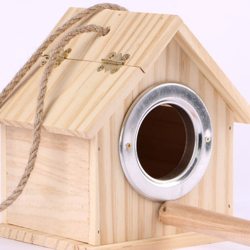 Title 9, Bird Breeding Box Hanging Wood Nest Parrot Hous...