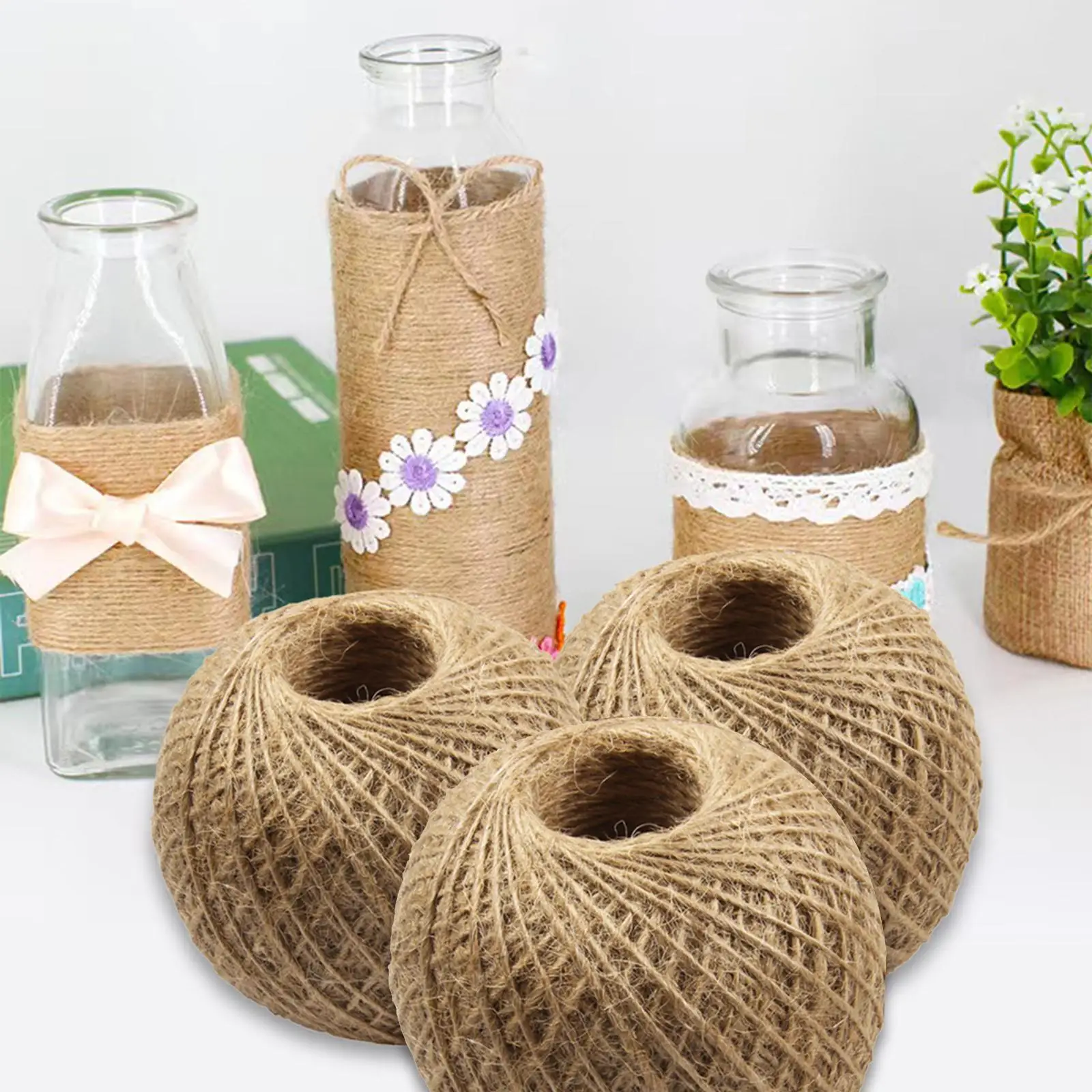 3Pcs Wedding Gift Wrap Decorative String 262.5ft 2mm Hemp Twine String for Gardening Arts Crafts Artworks Bakery Boxes Wrapping