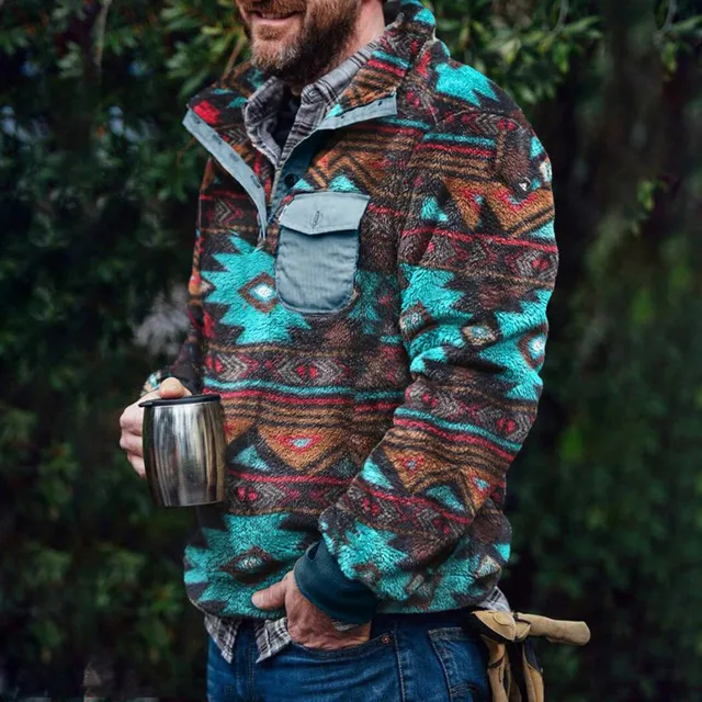 Sudadera con y étnico para Hombre, suéter polar invierno, chaqueta con cuello de botón, abrigo cálido _ - AliExpress Mobile