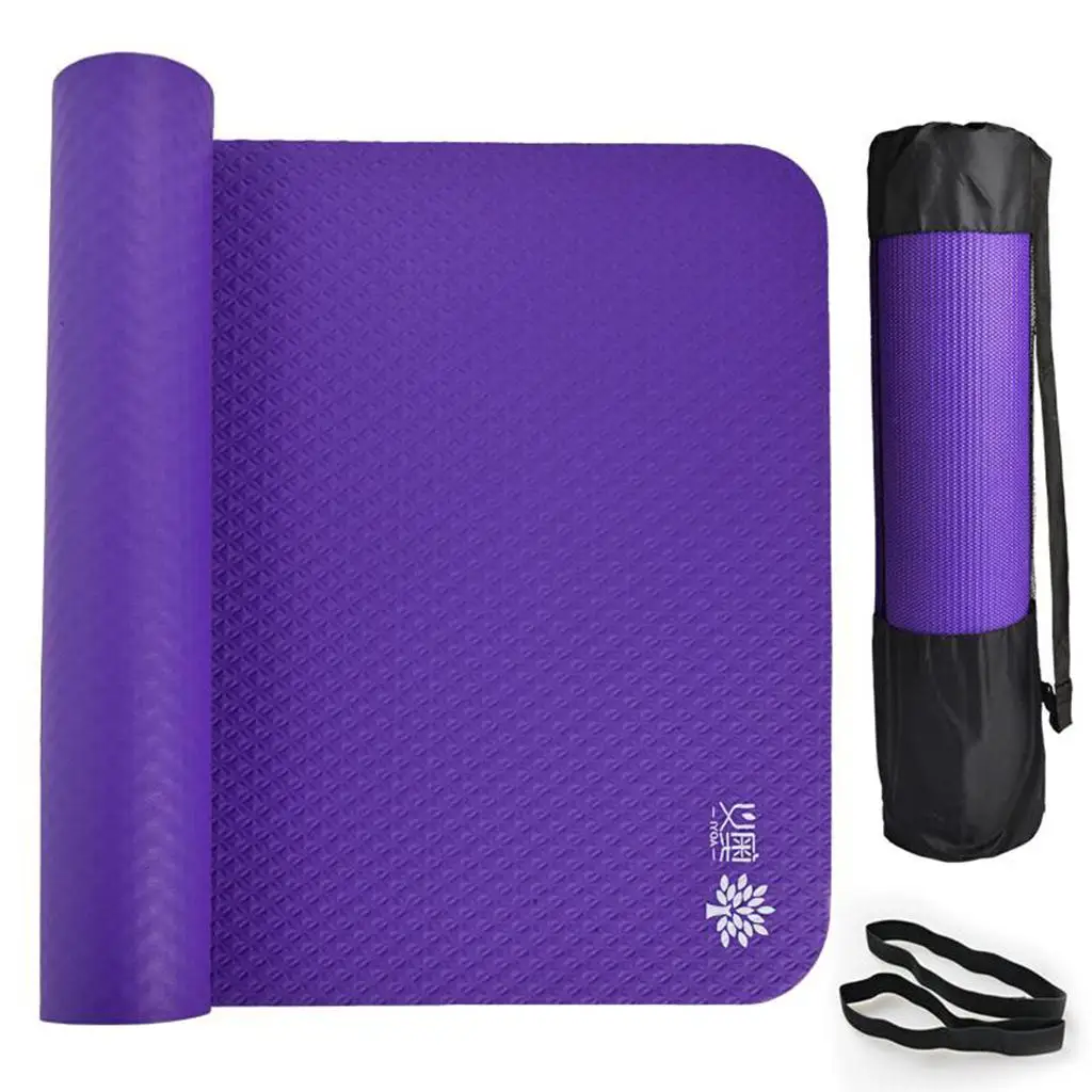 Yoga Workout Mat, Thicken 15mm Yoga Exercise Mat for Home Gym with Carrying Strap and Bag, Selected Colours