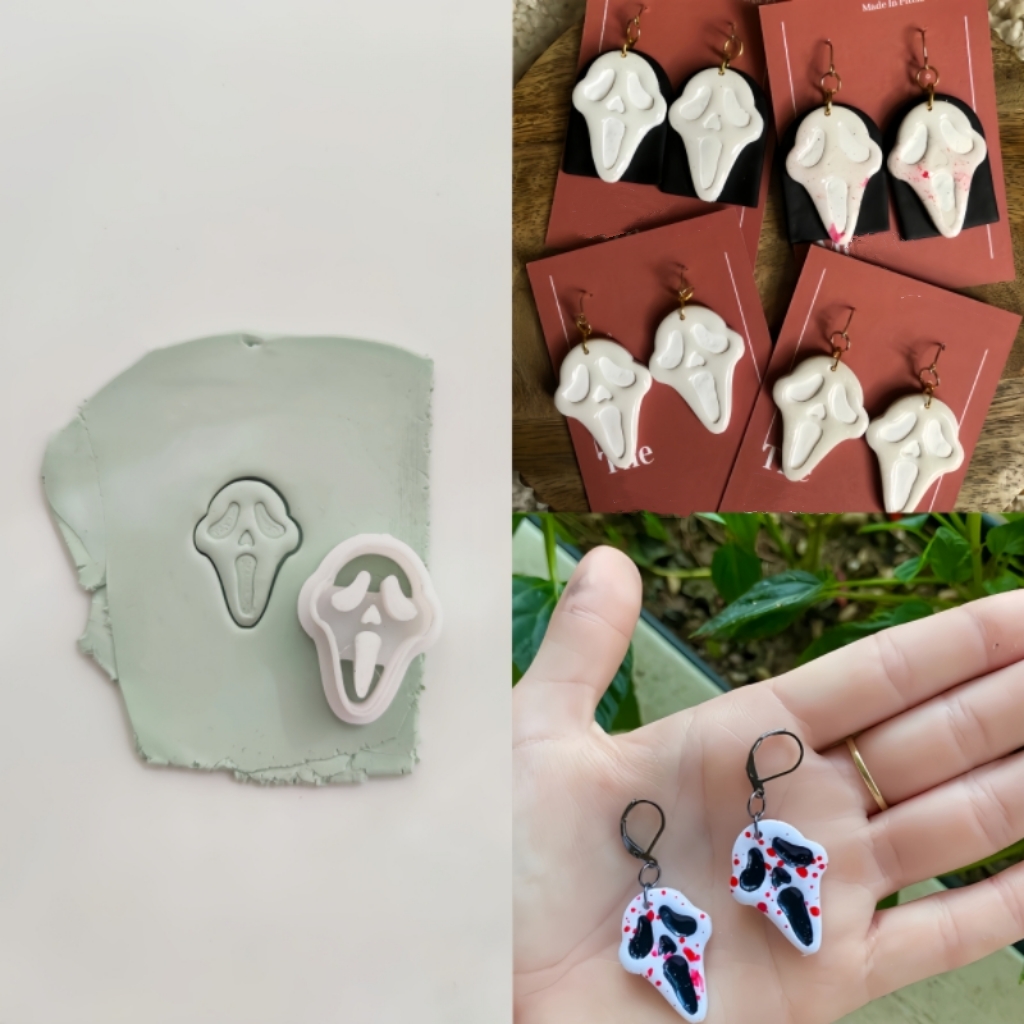 Horror Kunst Thema Geist/Schrei/Ingwer geformt Ohrring Ton Formen Ton Schneid schneider für DIY Schmuck Anhänger Ornament Herstellung – Detail 4