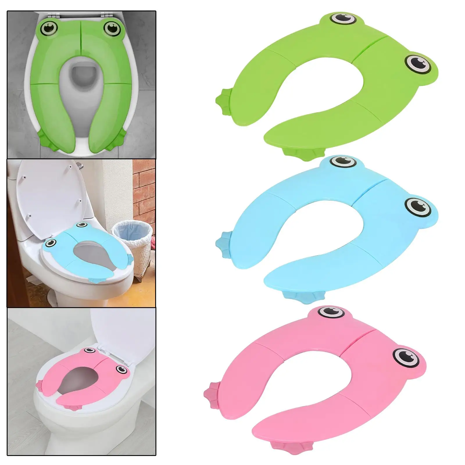 Toilet Seat Mat Oval Durable Reusable Foldable Portable Comfortable Potty Seat Pads for Camping Home Use Traveling Toddler Kids