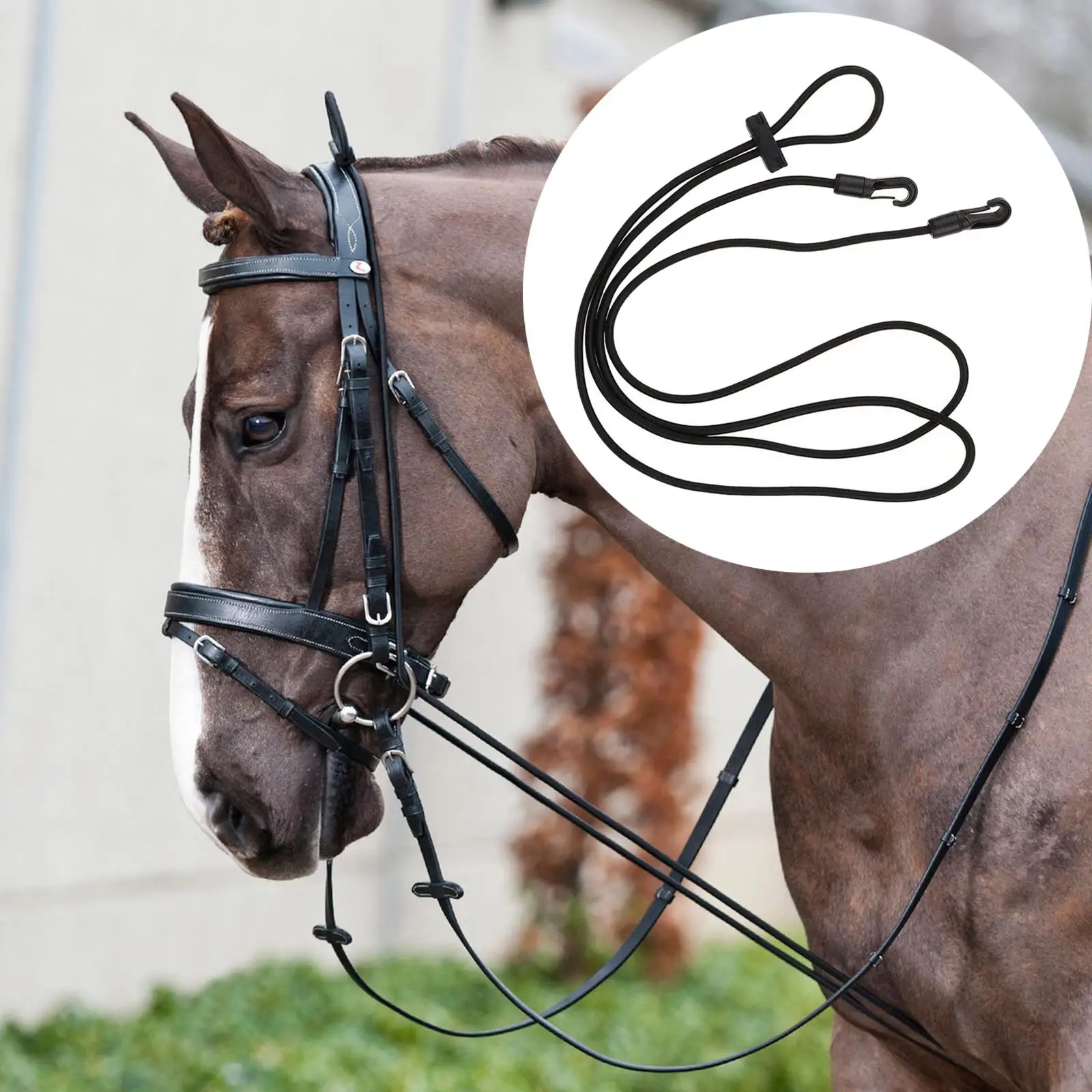 3M Horse Auxiliary Reins Training Rope Comfortable Pony Bridle Adjustable Neck Stretcher for Grooming Speed Racing Horse Riding