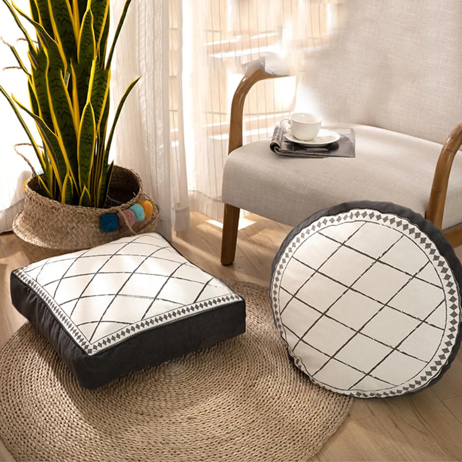Large Pouf Cover Living Room Decoration Ottomans Footstools Textured Unstuffed Ottoman Pouffe Cover Patio Seat Cover Foot Stool