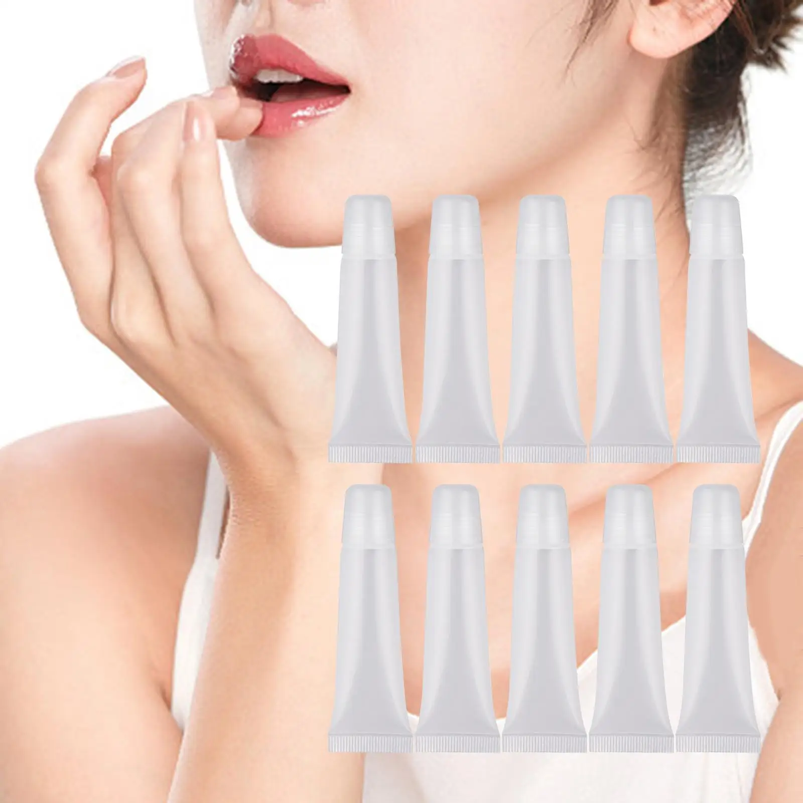 10 Pieces  Tubes Refillable Soft Portable with Caps Clear Cosmetic Containers for DIY Lipgloss Base Makeup