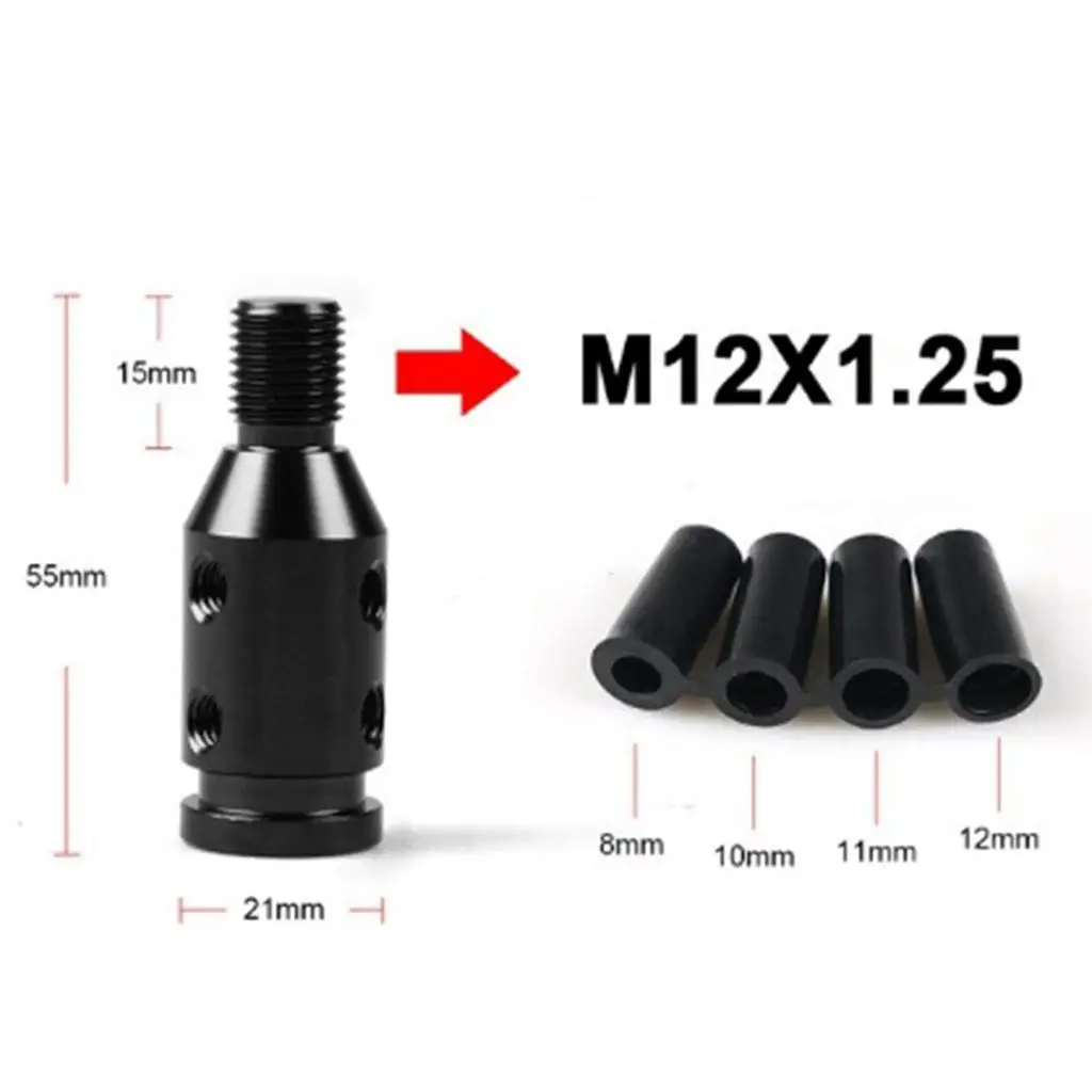 Custom Aluminum Universal  knob er Adapter for  Mini Non Threaded ers M12X1.25 (Black)