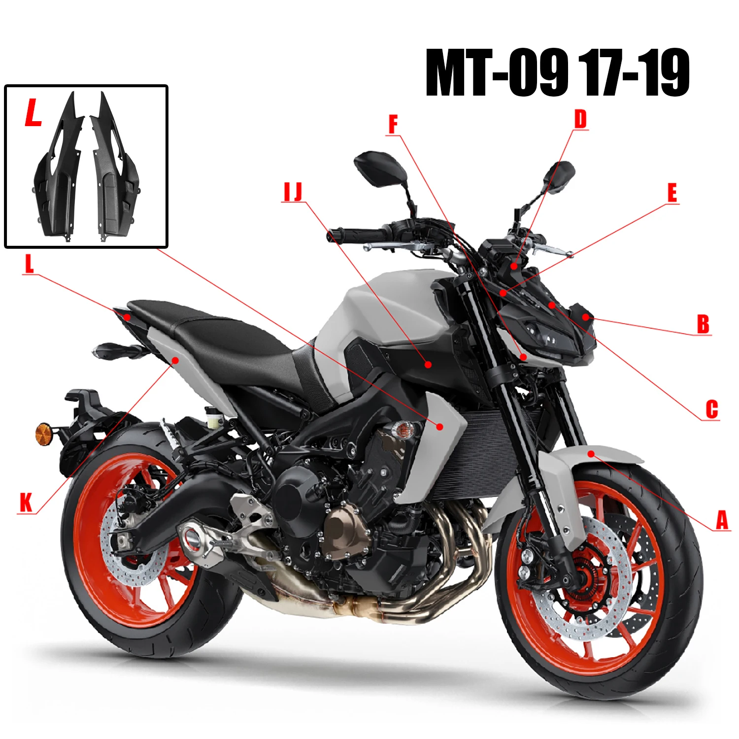 For Yamaha MT09 MT-09 MT 09 2017 2018 2019 2020 2021 Fairings Protector  Motorcycle Fairing Side Upper Rear Tail Seat Cover Cowl