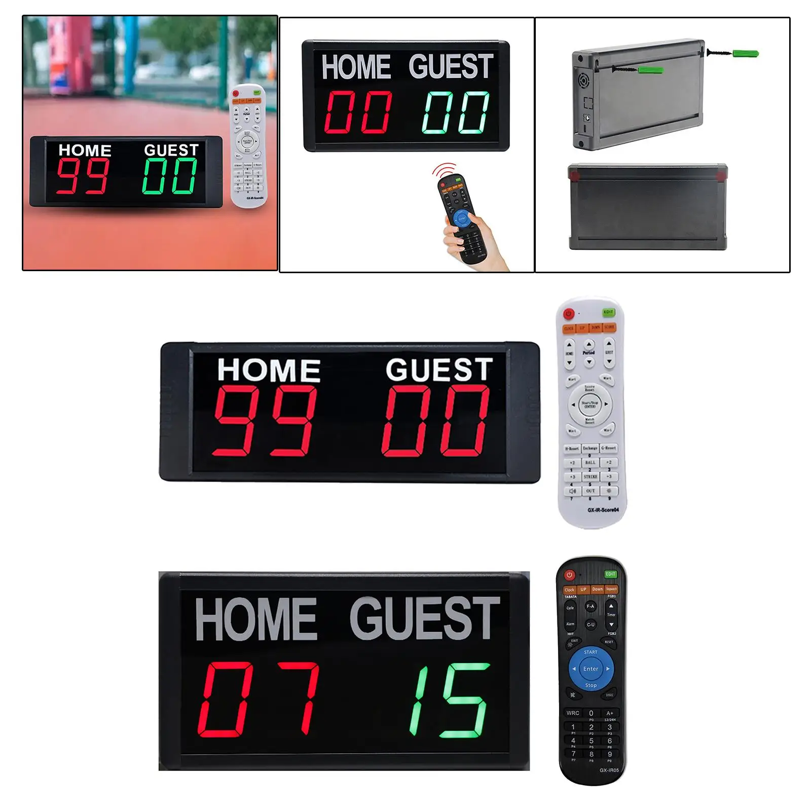 Wall Mounted Electronic Digital Scoreboard Remote Control Score Keeper Counter for Basketball Soccer Badminton Sports Wrestling