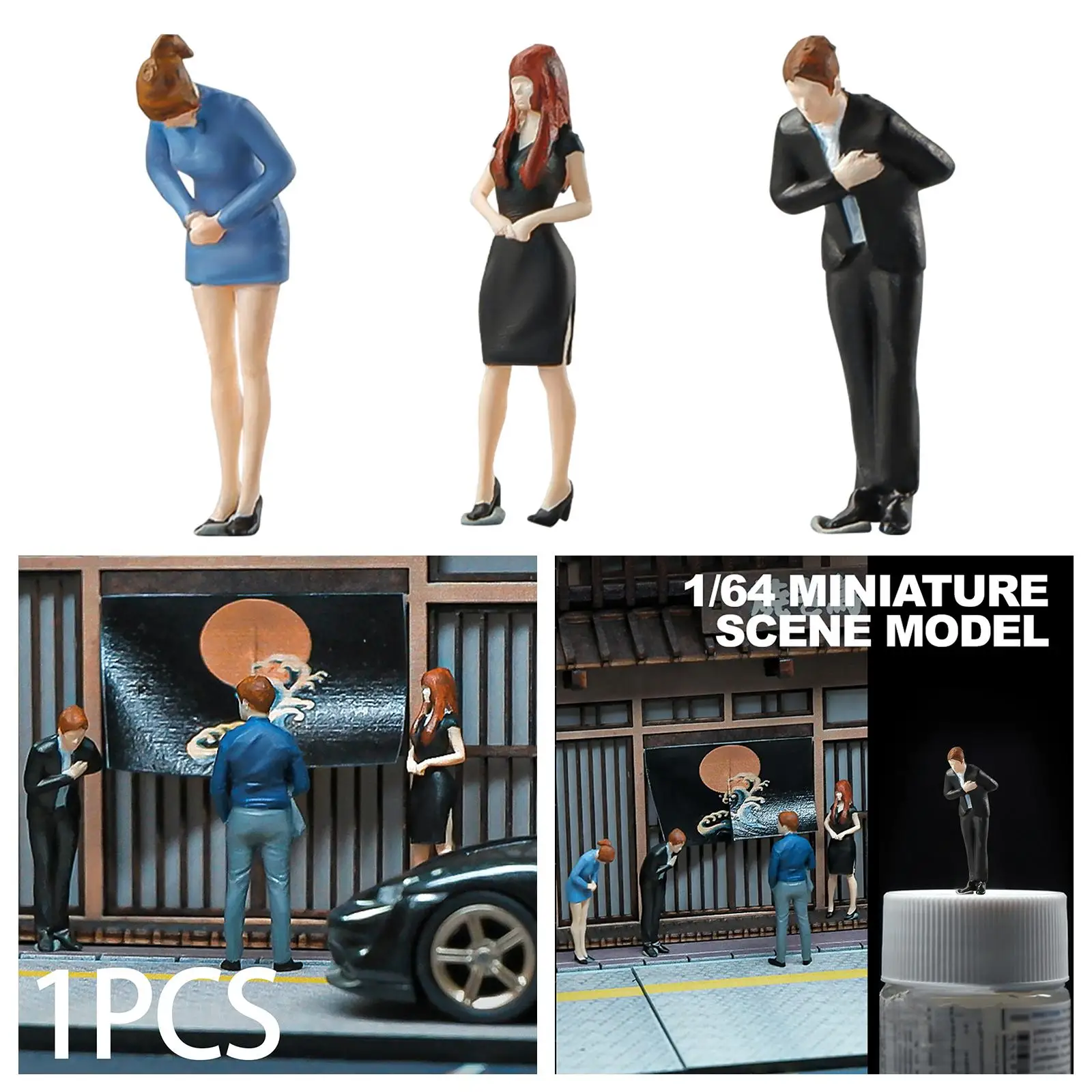 Miniature 1/64 Scale Dollhouse People for Architecture Model Train Railway DIY Projects Desktop Ornament Collections