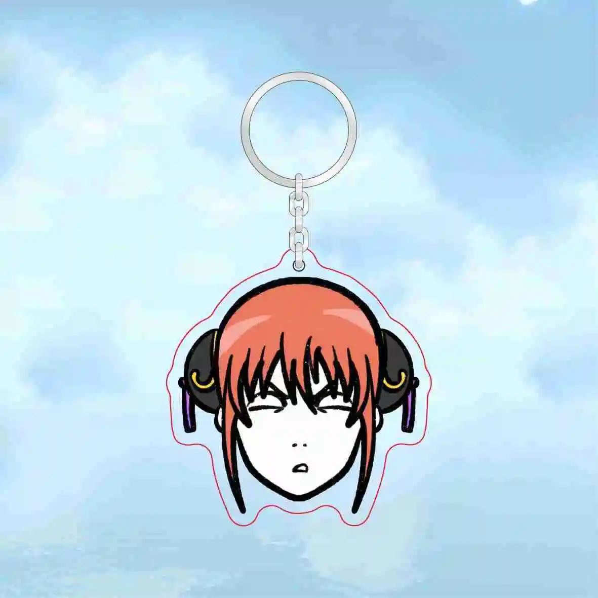 GINTAMA Meme Series Anime Keychain Woman Sakata Gintoki Kagura Acrylic Key Man Chain Bag Pendant Bag Ornament Kawaii Accesorios