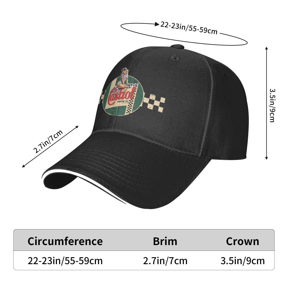 Castrol Vintage Racing Stripe Pin Up Girl_ 68313263 Mehrfarbige Mütze mit Schirmmütze für Damen, personalisiertes Visier, winddichte Hüte – Detail 6