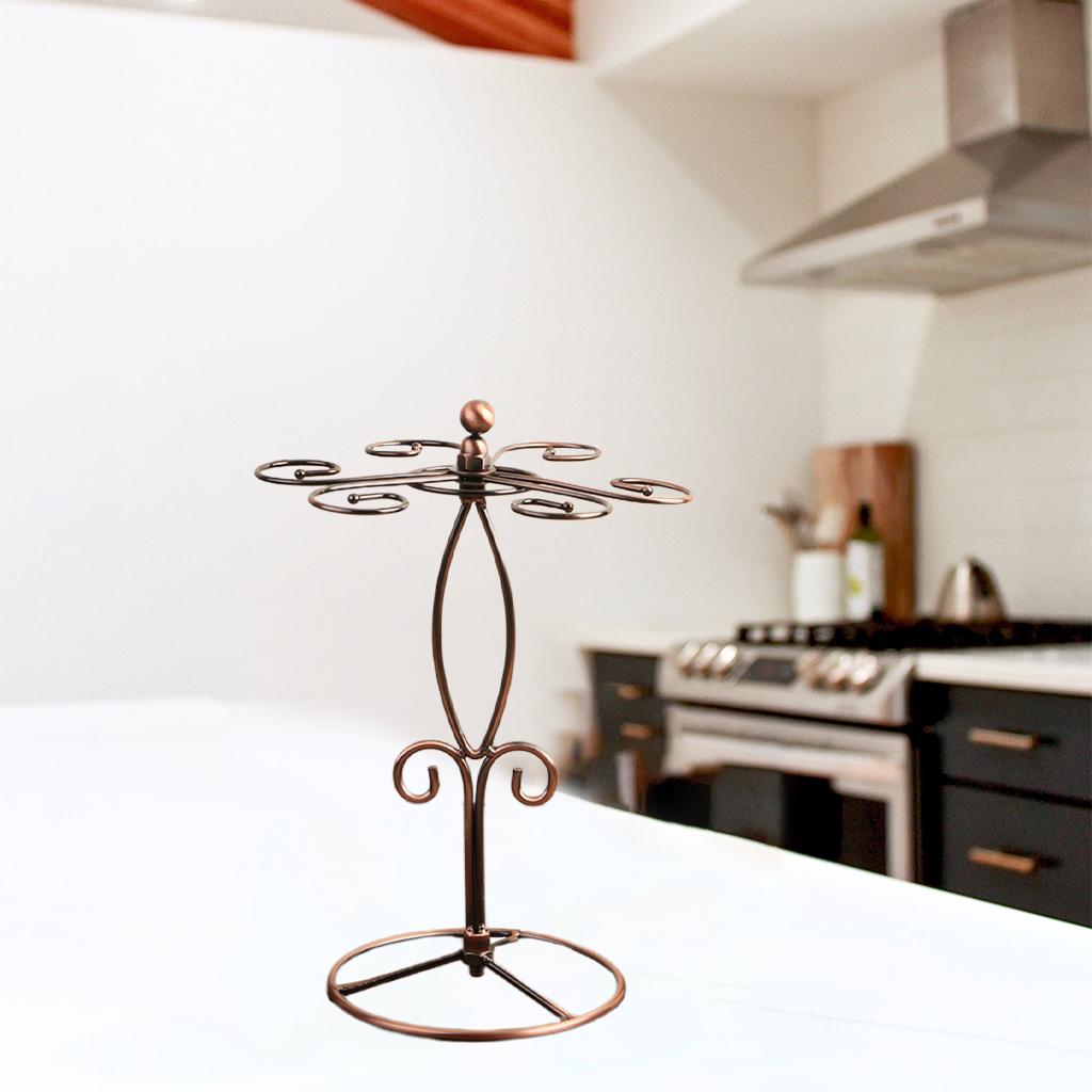 Elegant Wine Glass Holder Stemware Rack Goblet Storage 6 Hooks Goblet Holder for Restaurant Home Cabinet Bar Desktop