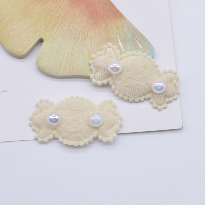 20 Stücke 40*20mm Tuch Süßigkeiten mit Perle für Kleidung Hut Patches Nähen Handwerk Socken Handschuhe Schuhe Aufkleber Kopfbedeckung Dekor Zubehör – Detail 4