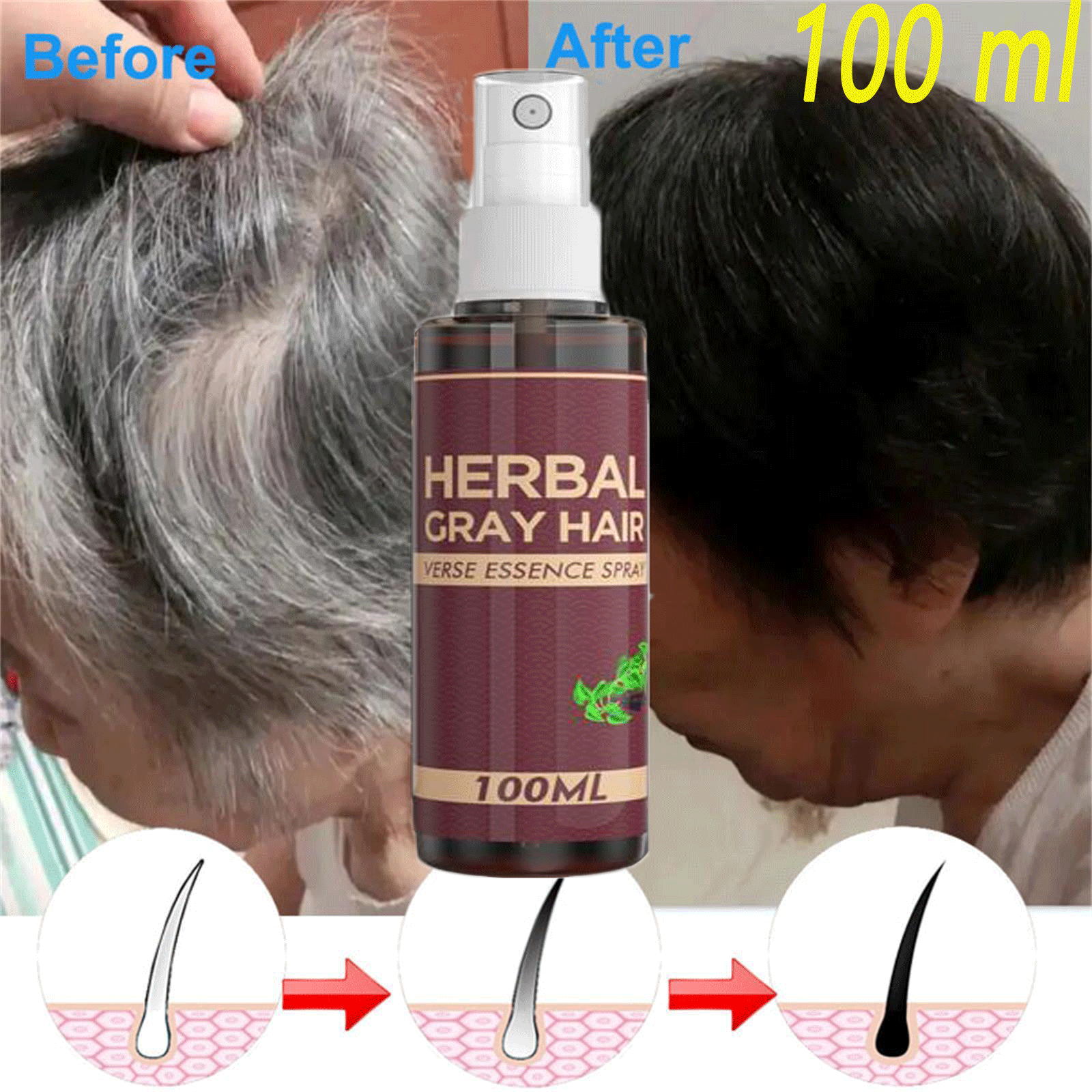 Best of Gray White Hair Treatment Spray Serum Liquid Repair Fast Regrowth Nourish Damaged ScalpBlack Hair Anti Loss Hair Care Women Men Reviews & Tips