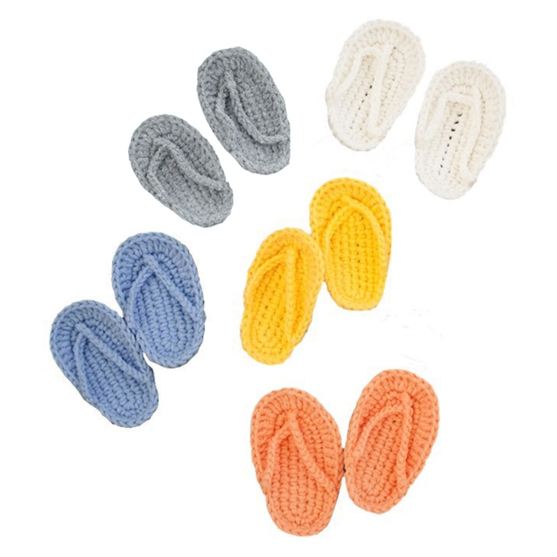Strickhausschuhe für Babys, Jungen und Mädchen, Fotografie-Shooting-Outfits, Mini-Flip-Flops A2UB – Detail 2