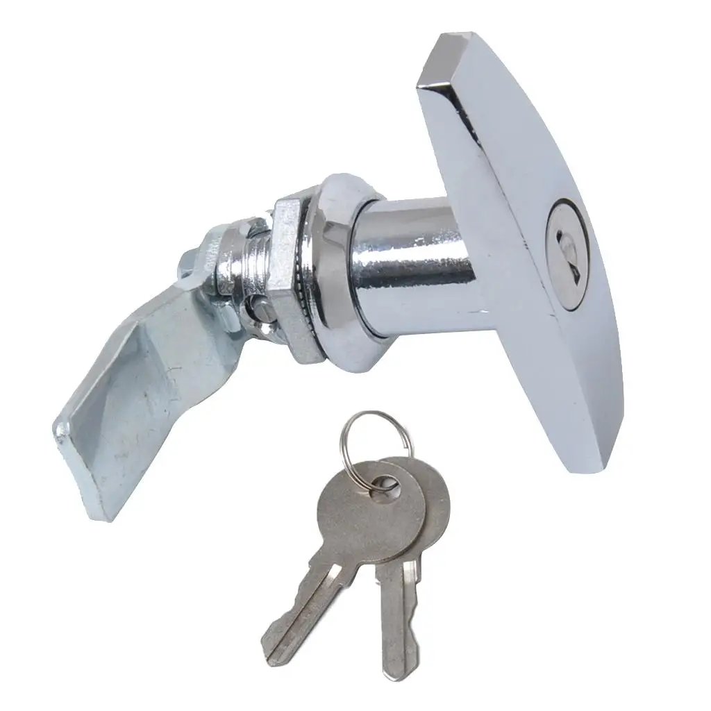 T Handles Door Latch Lock and Keys Set for Bottom & Side hinged Doors. Compatible Handle Hardware Parts - Chrome