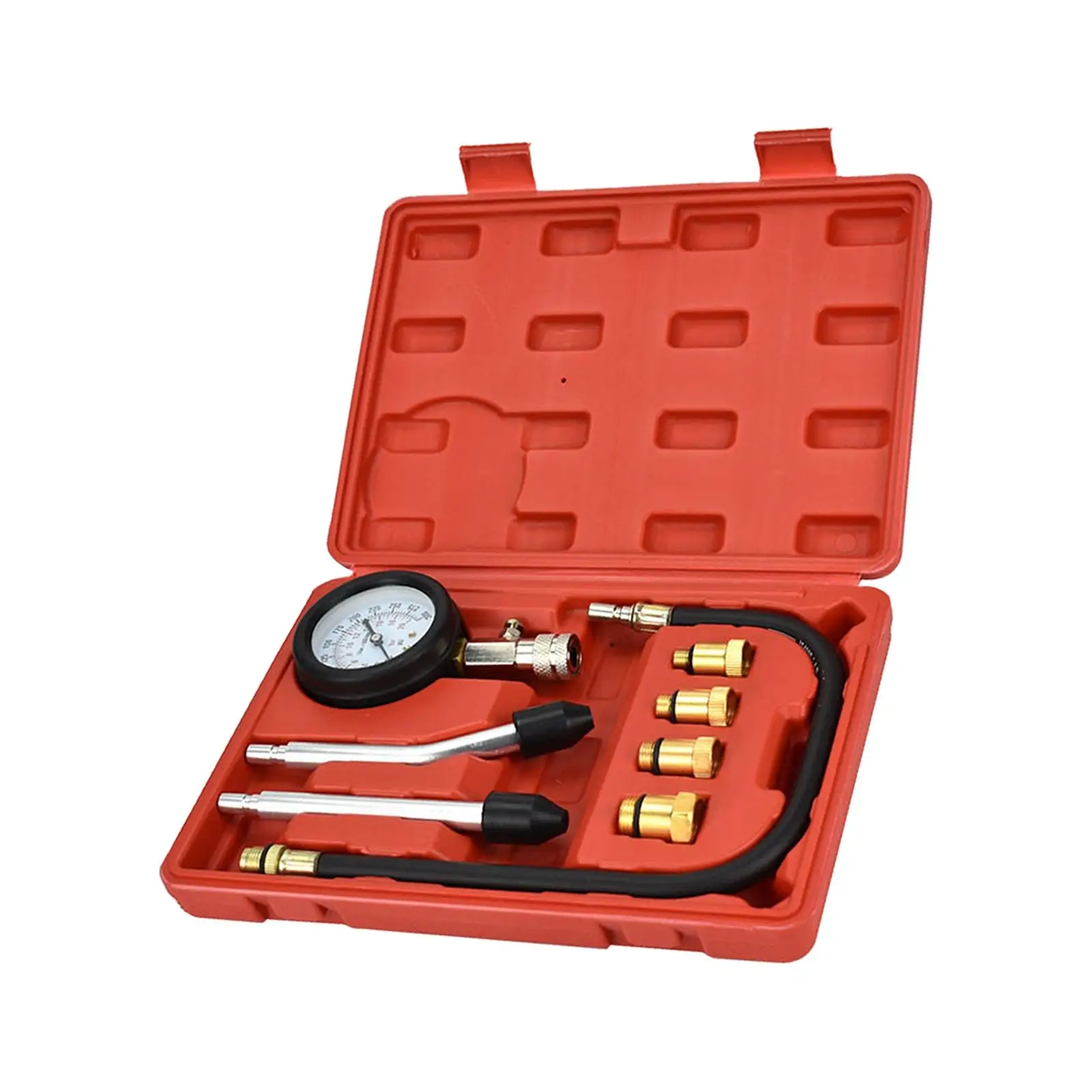 8 Pieces Automotive Gasoline Engine Cylinder Compression Tester Set Easy to Operate High Precision with M10 M12 M14 M18 Adapter