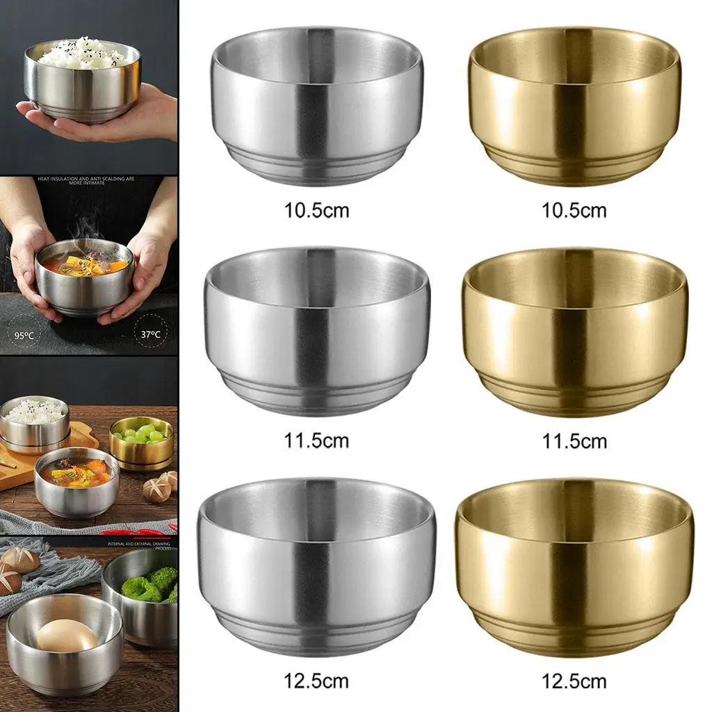 304 Stainless Steel Bowls Multipurpose Seasoning Rice Dish Serving Bowl for Kids Restaurant Easy to Clean Anti-scalding