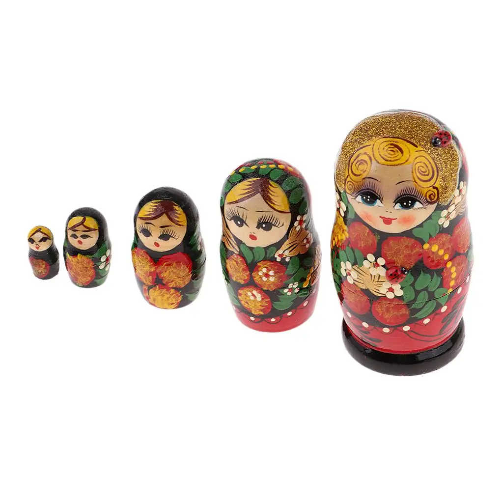 Flower Girls Printed Russian  Matryoshka Nesting Dolls For PCS