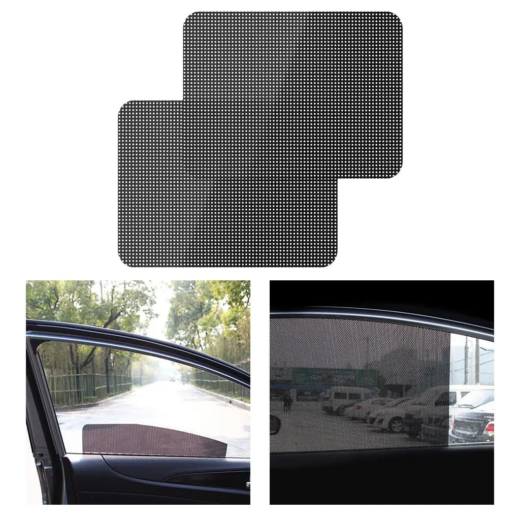 2pcs Car Side Window Film Sunshade Shade Sticker PVC Black New