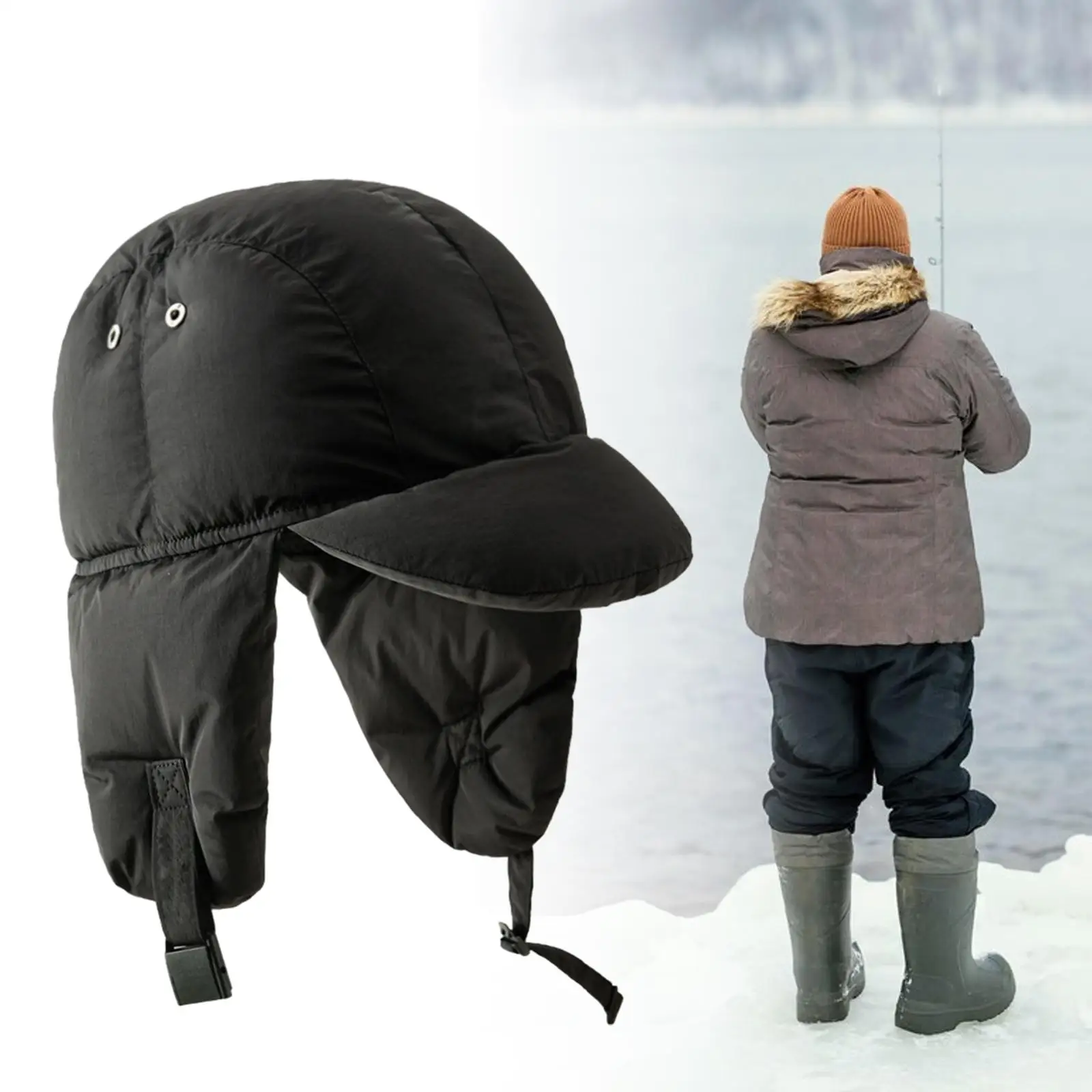 Hat with Earflaps Warm Hat with Peak for Men Women Peaked Hat Baseball Cap Winter Hat Filled Hat for Snow Sports Hiking