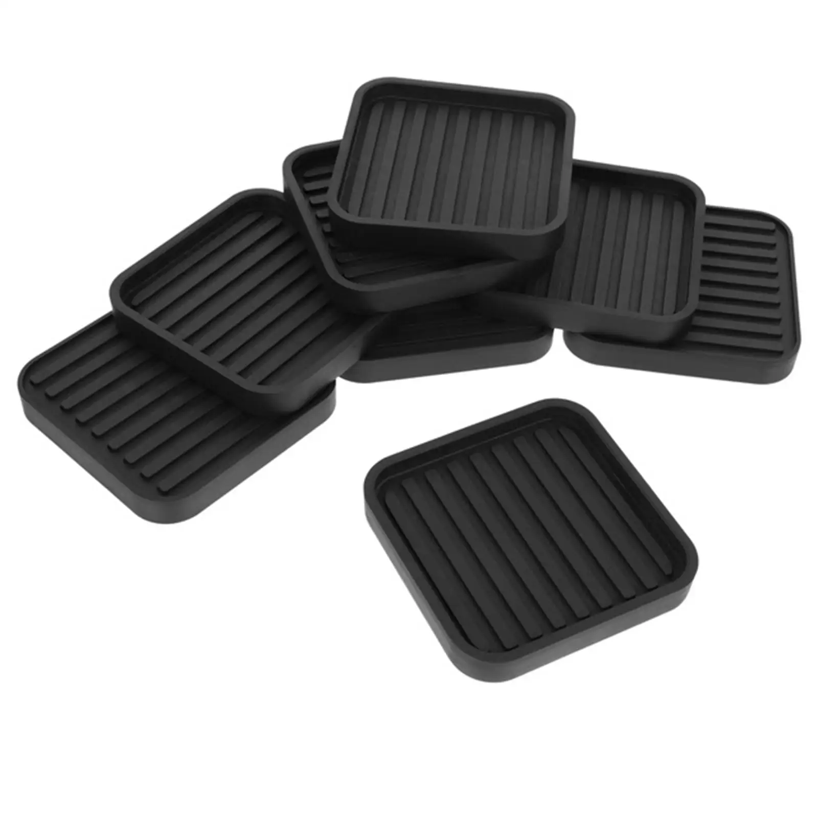 4x Square Rubber Furniture Caster Cups Non Slip Casters Furniture Wheel Stoppers Rubber feet for Chairs Carpet Sofas