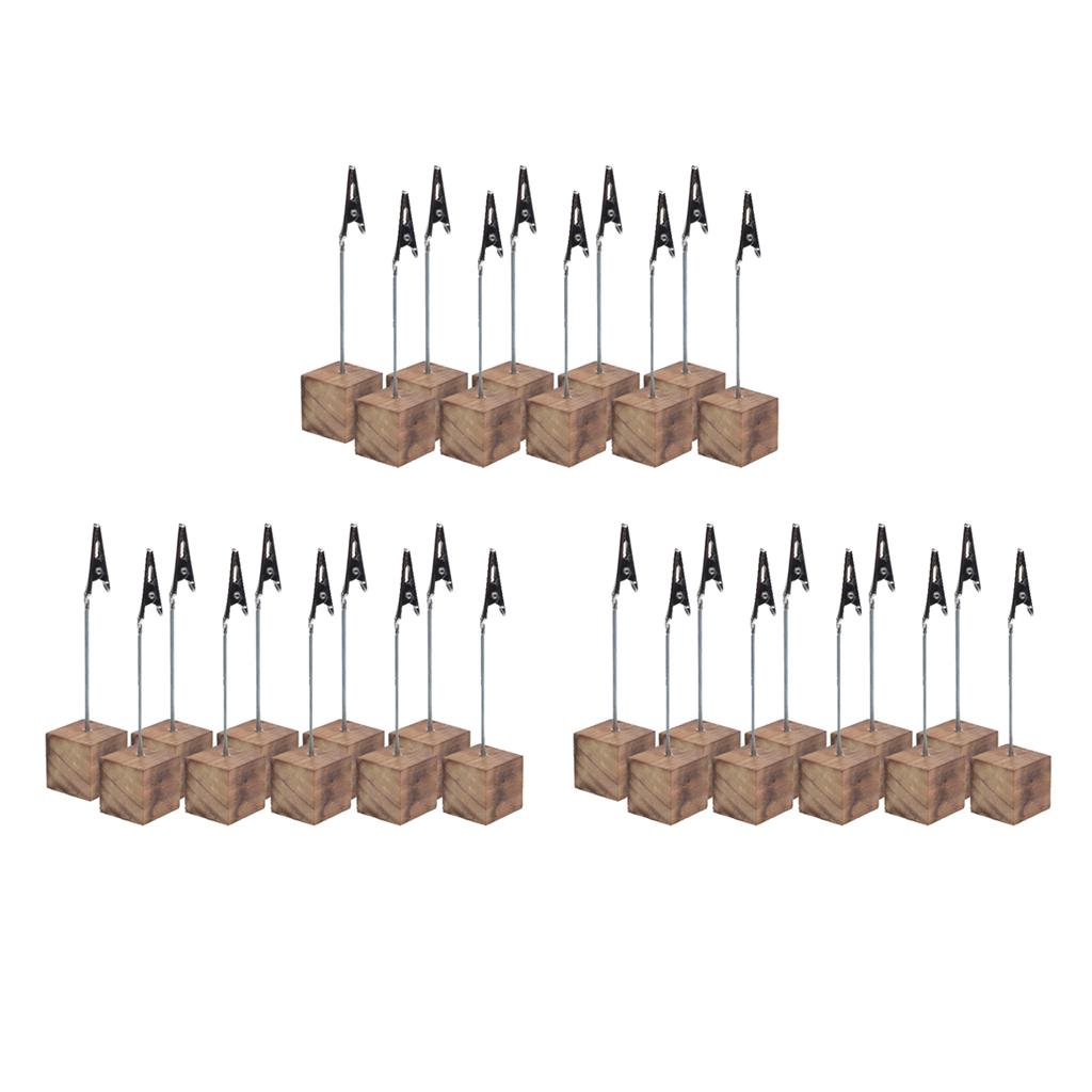 30 Pieces Fire  Wooden Base Wire Photo Clip Wedding Table  Holders