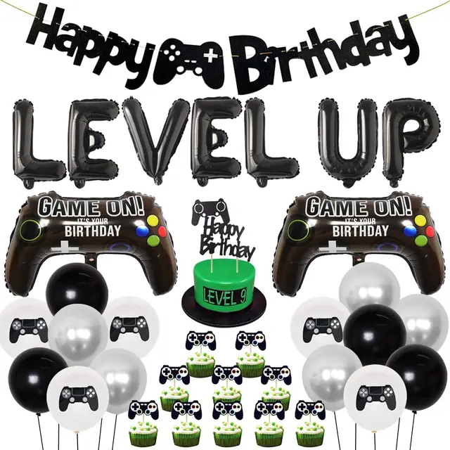 Gamer Birthday Video Game Level up Cookie Stencil Digital 