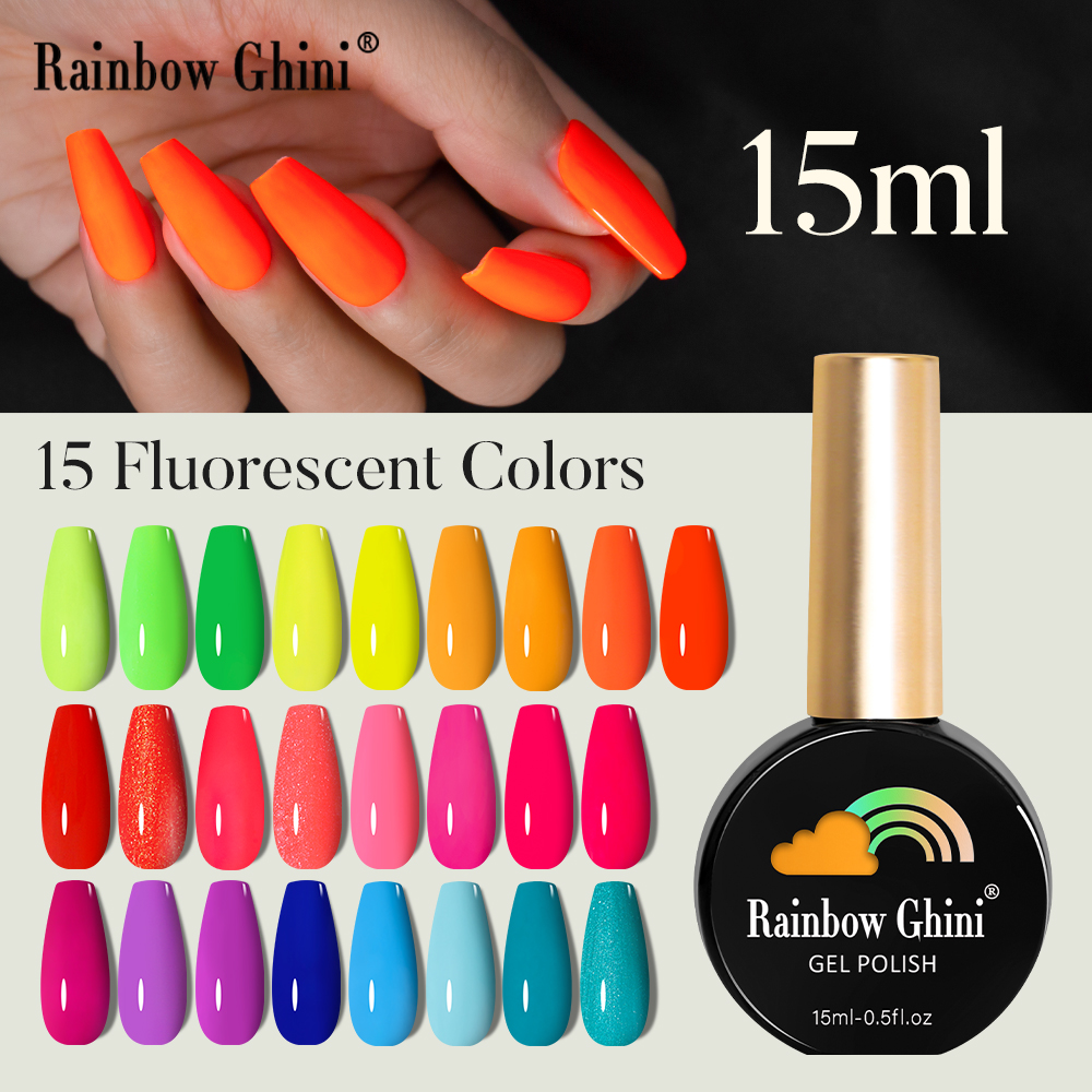 Best of RG Neon UV LED Gel Nail Polish 15ml Semi-Permanent Hybrid Nail Varnish Art Manicure Fluorescent Color Salon Top Coat Gel Polish Reviews & Tips