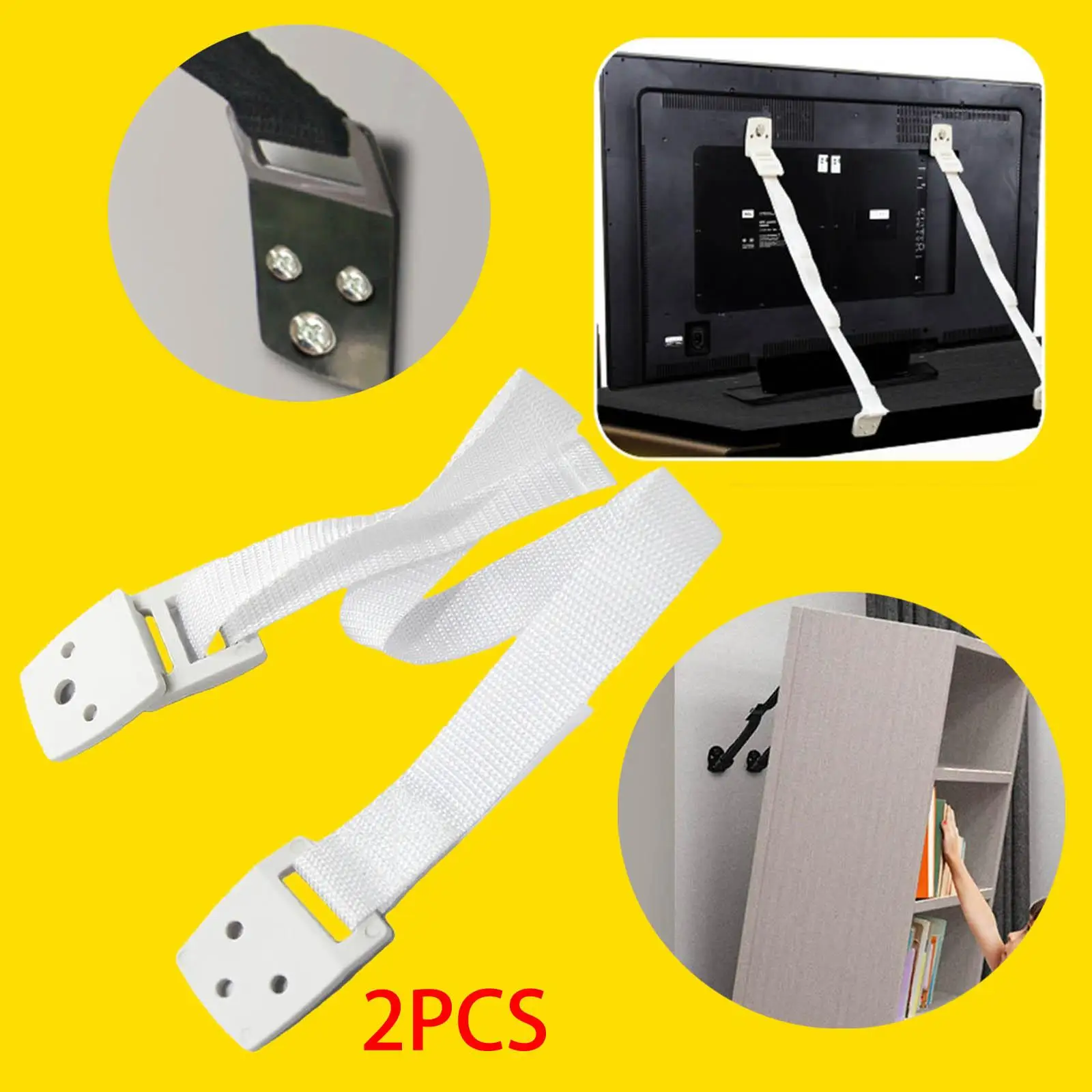 TV Anti Tip Straps Adjustable  Non Tipping Safety Strap Cable for Dresser Shelves Kids Proofing Protection Child