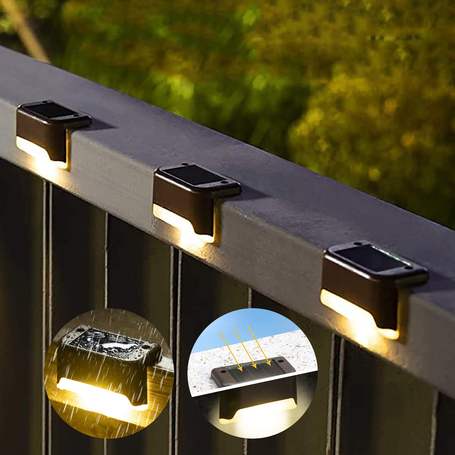 luz escadas deck lâmpada luzes solares à