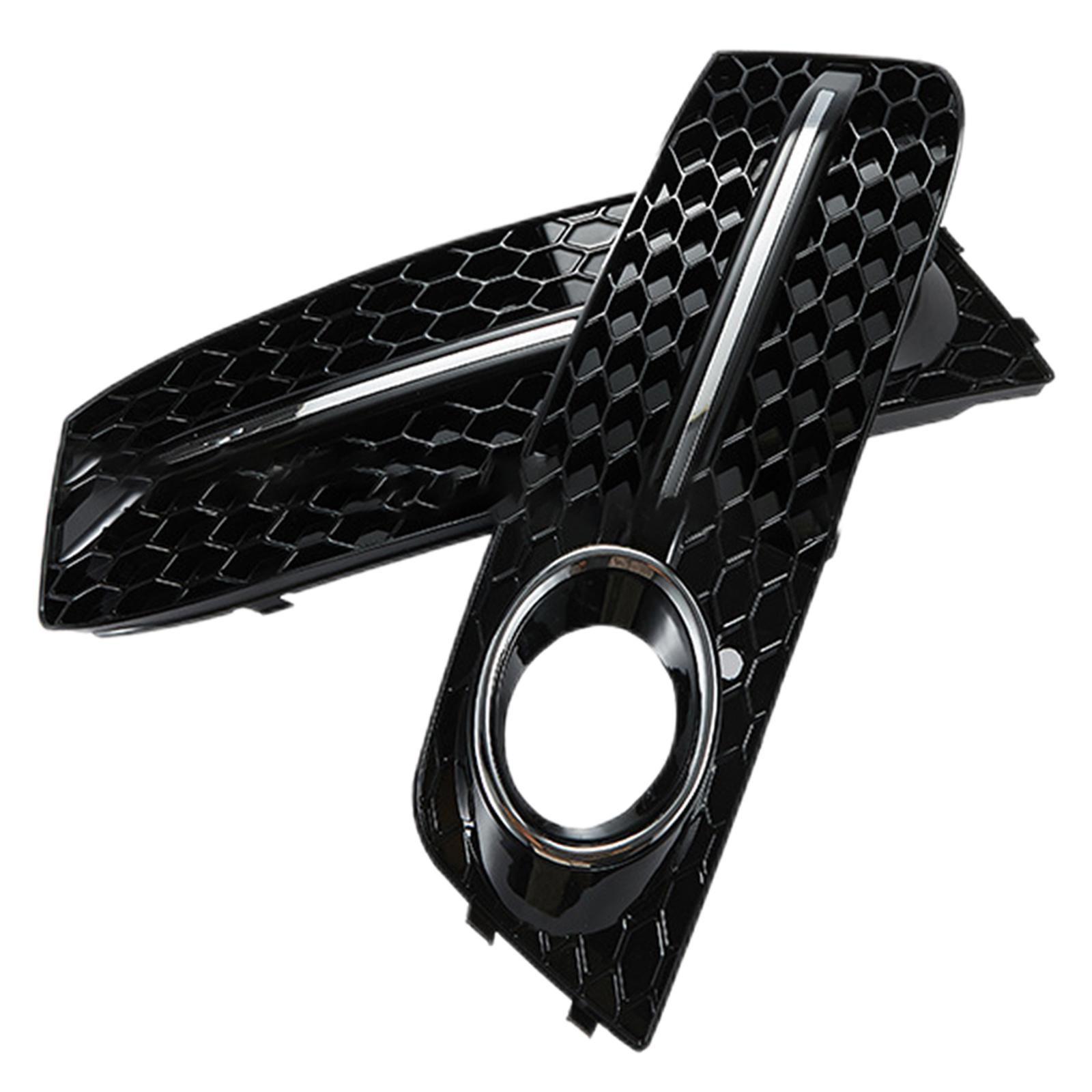 Pair of Front Fog Light Grille Replaces ABS Plastic Black Lamp Grill for Audi A4 B8 2008-2012 for A4L RS4 S4 Front Bumper