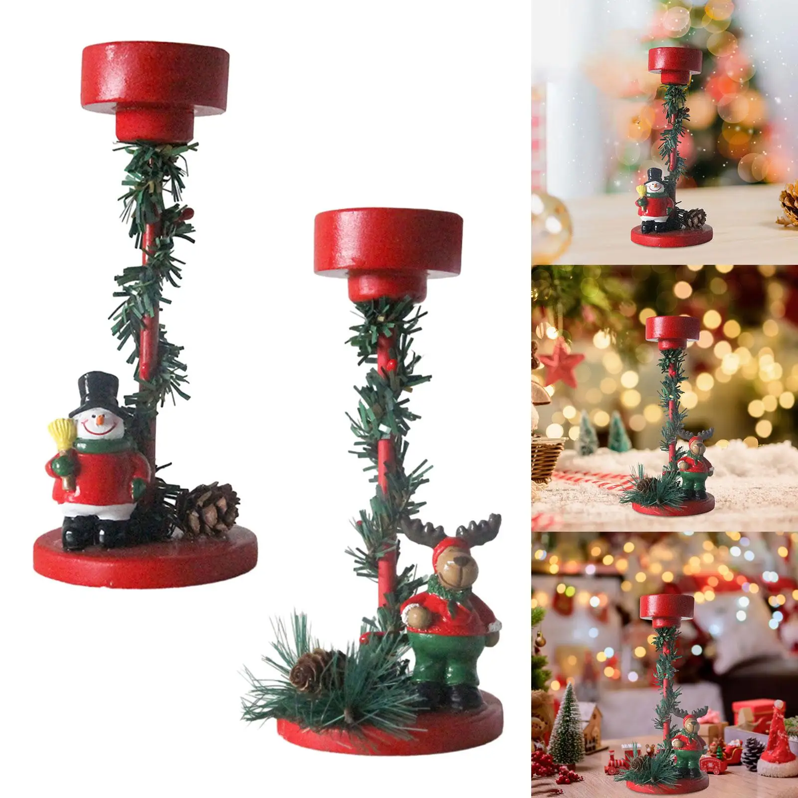 Christmas Taper Candle Holder Iron Party Decoration Desktop Xmas Dining Room Candlestick Table Centerpiece Christmas Ornament