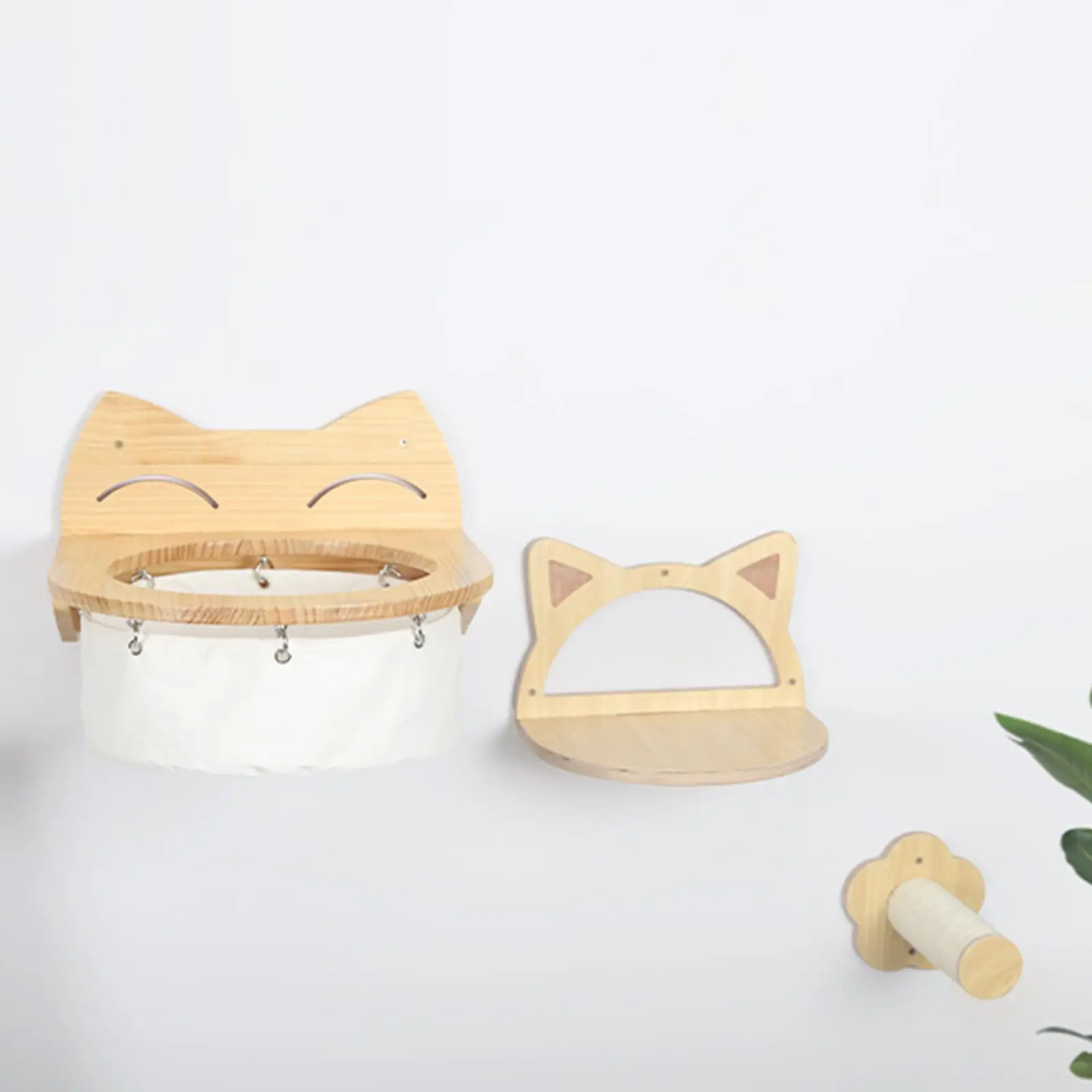 3Pcs Wood Furniture Save Space Cats Perch Hammock Sturdy Kitten Wall Bed Wall Cat Scratching Climbing Post Cats Wall Furniture