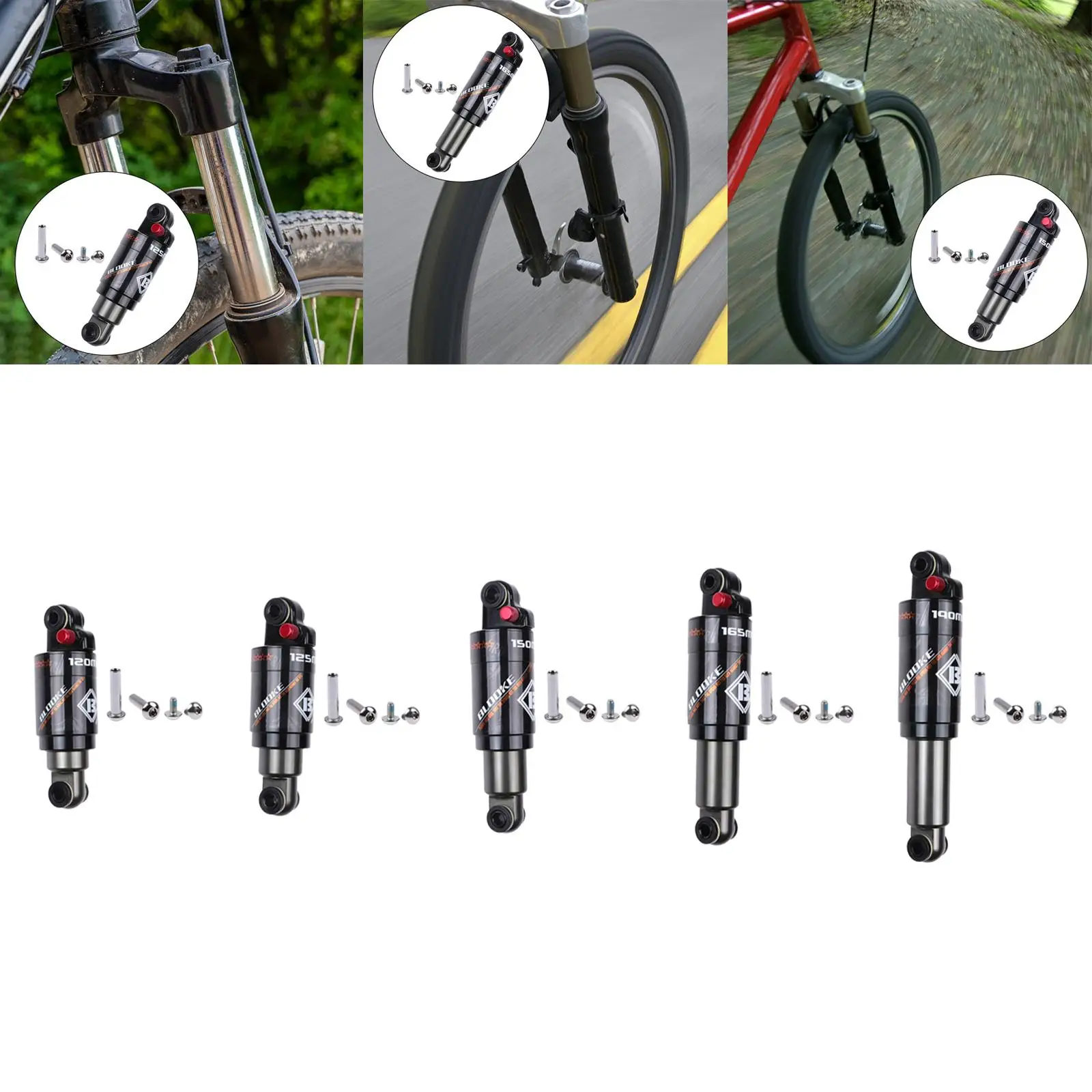 Bike Rear Shock Bicycle Air Shock Absorber Lightweight 120/125/150/165/190mm