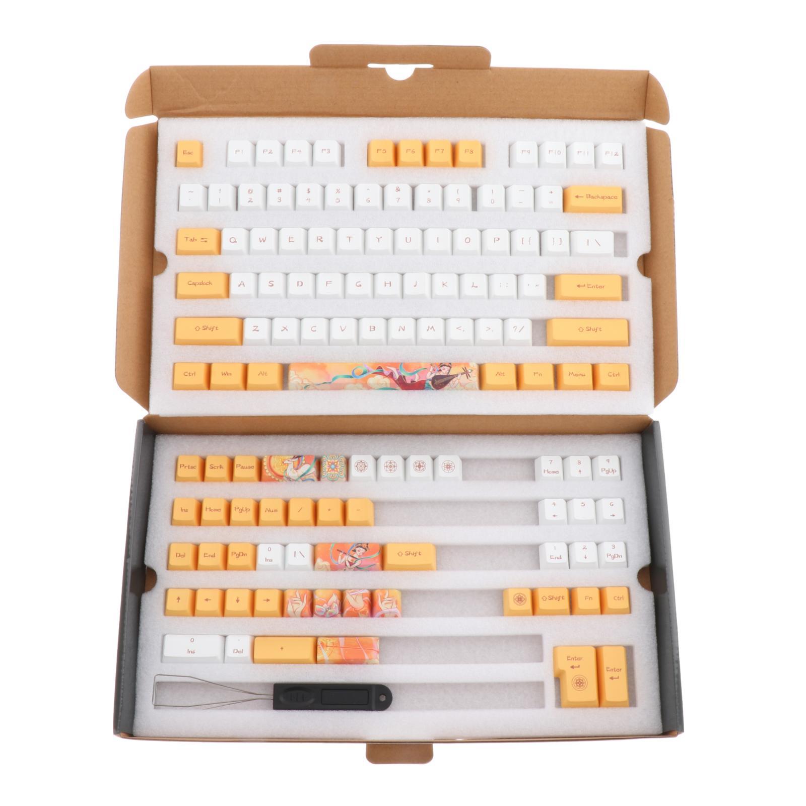 Dunhuang Theme 124 Keys PBT Keycaps Set English Assemblies for Mechanical Keyboards 61/68/82 Compact Layout Keyboards for Cherry