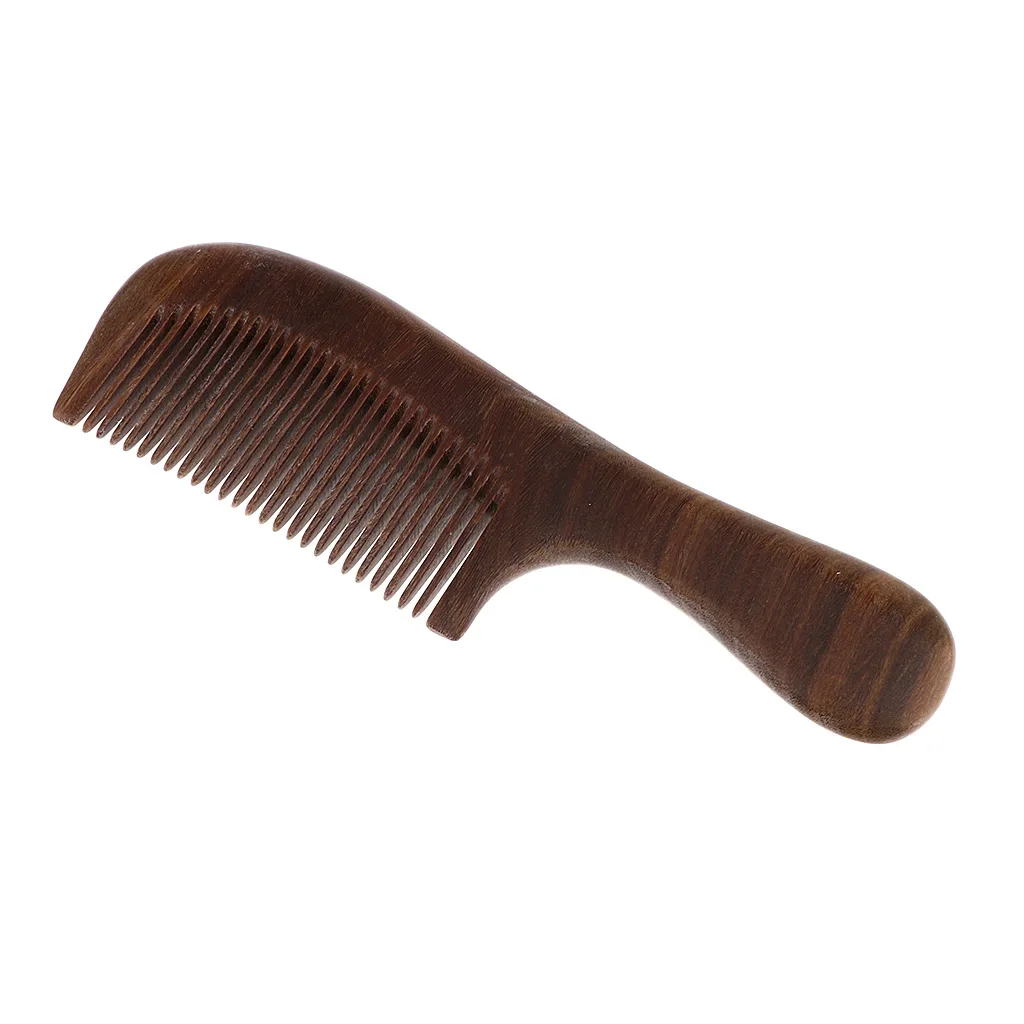 , Fine Toothed Wood Handmade   Comb Comfortable Handle for Detangling Hair