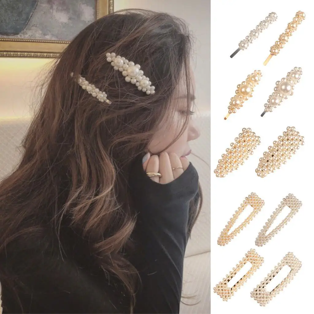  Clips Large Hair Clips Pins Barrette Ties Hair for Women Girls, Elegant Handmade  Clips for Party Wedding Daily