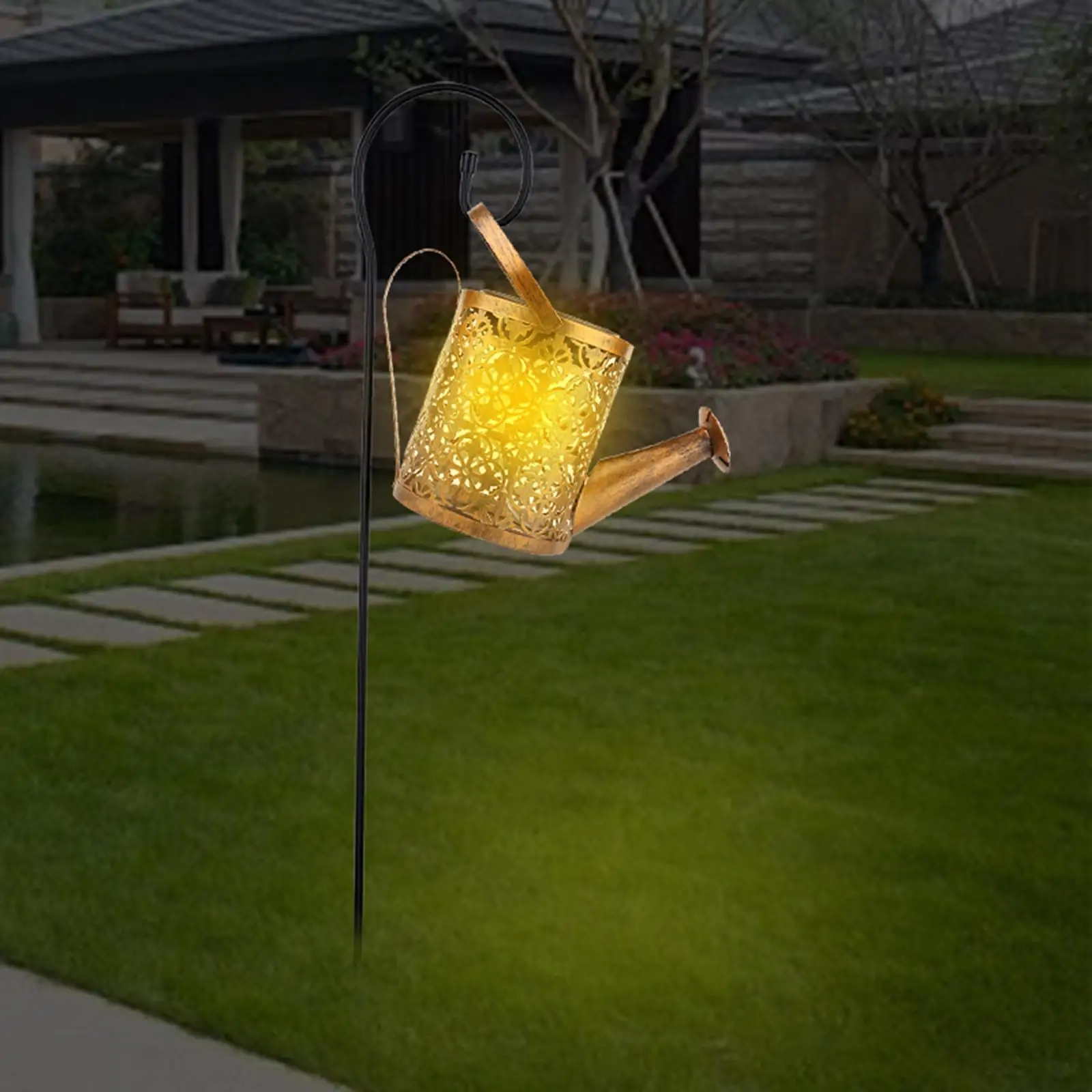 Solar Watering Can Lights Bunch Lights Waterfall DIY Lamp Firefly Ornaments Starry Sky Light for Garden Backyard Lawn Easter Eid